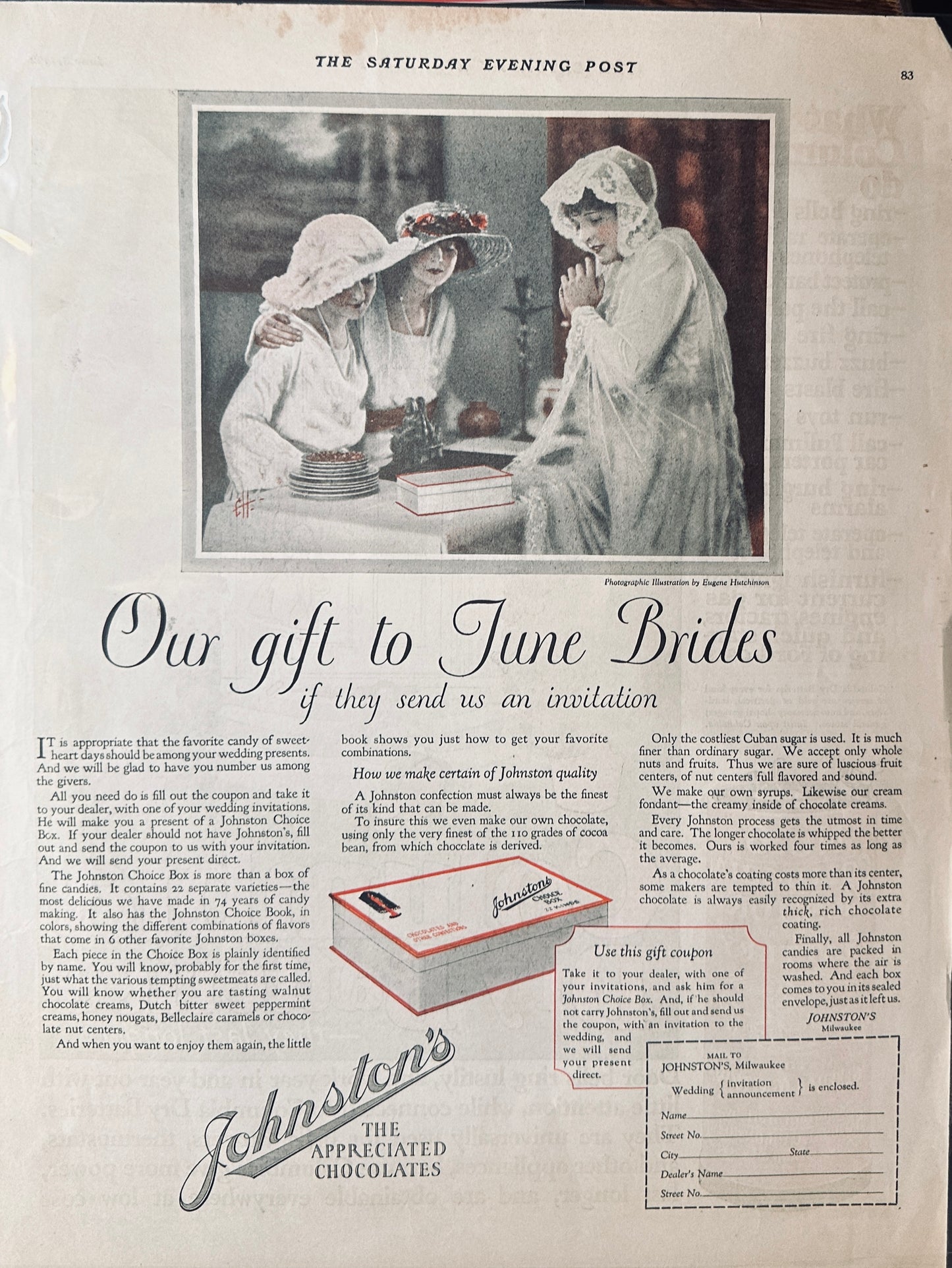 1922 Columbia Dry Batteries & Johnston's Chocolates Magazine Ads