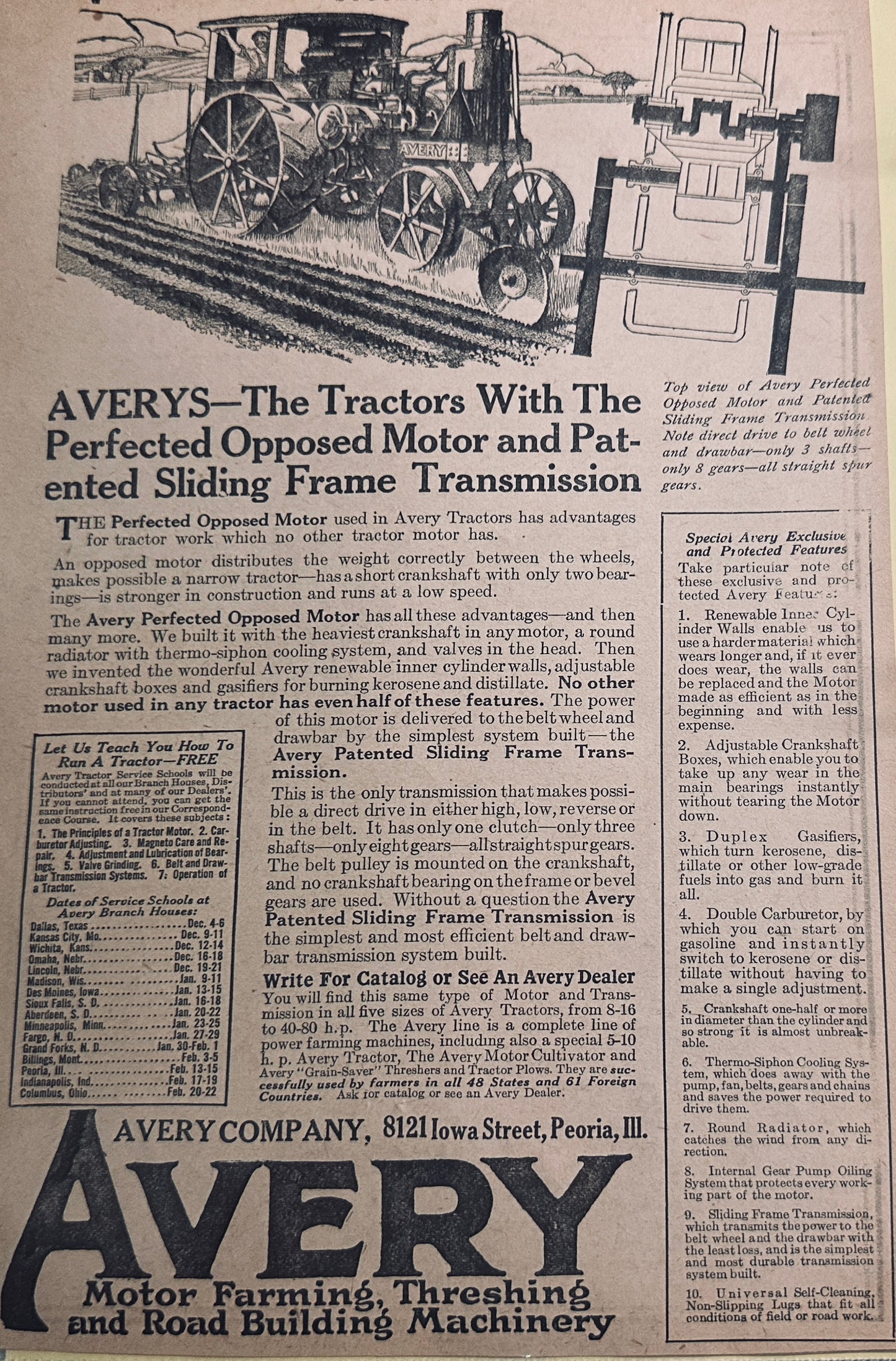 1918 Advance Rumely Oil Pull AVERY Tractor Magazine Ad