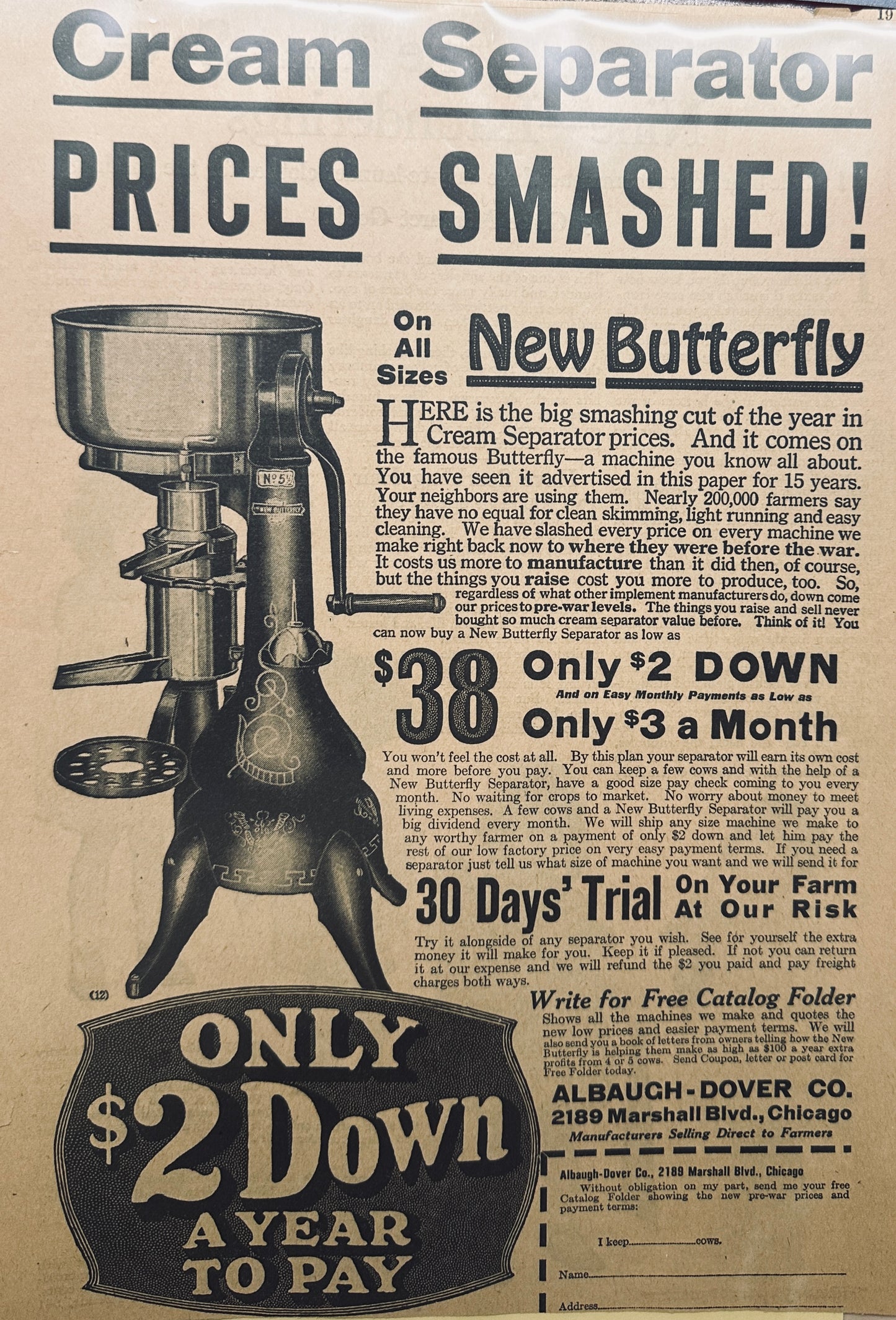 1922 Albaugh-Dover Co Cream Separator Magazine Ad