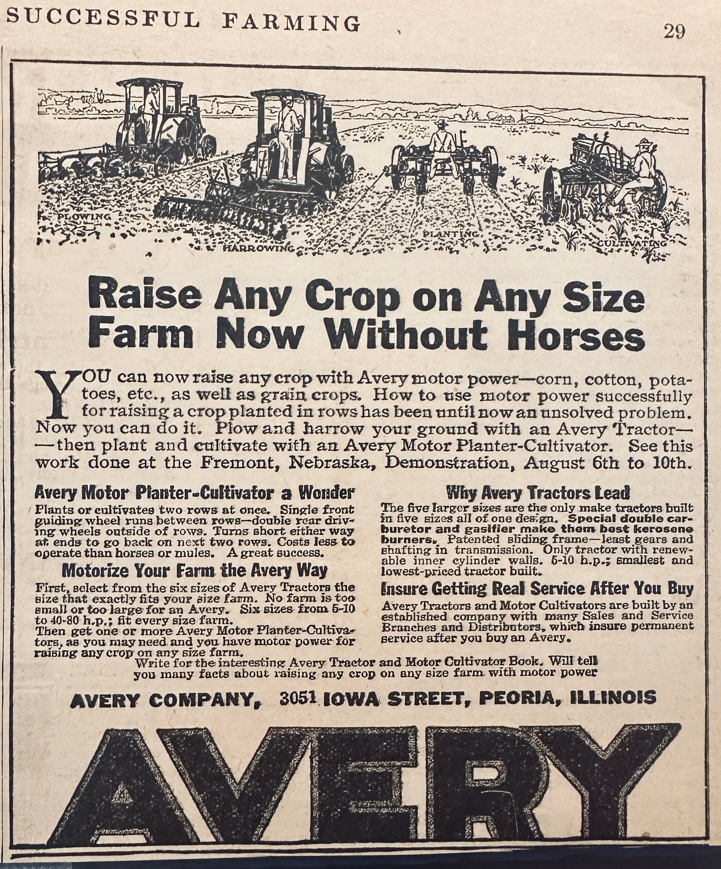 1917 Avery Farm Equipment - Trimmed Magazine Ad