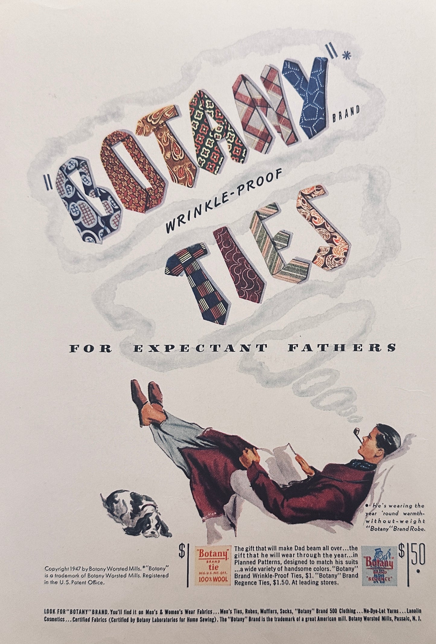 1947 Coke Coca-Cola Front Porch & Botany No Wrinkle Ties - Magazine Ads