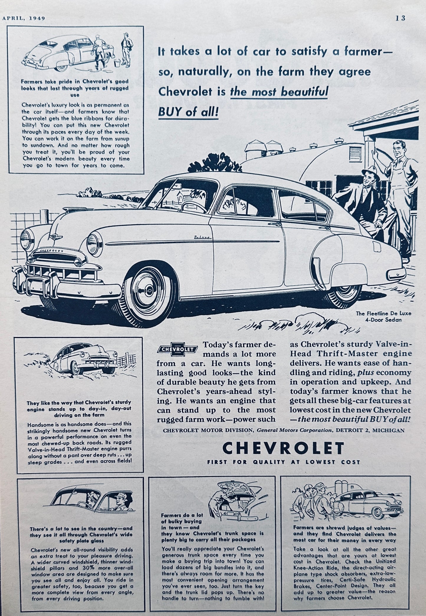 1949 Chevrolet Fleetline Deluxe Sedan Magazine Ad A86