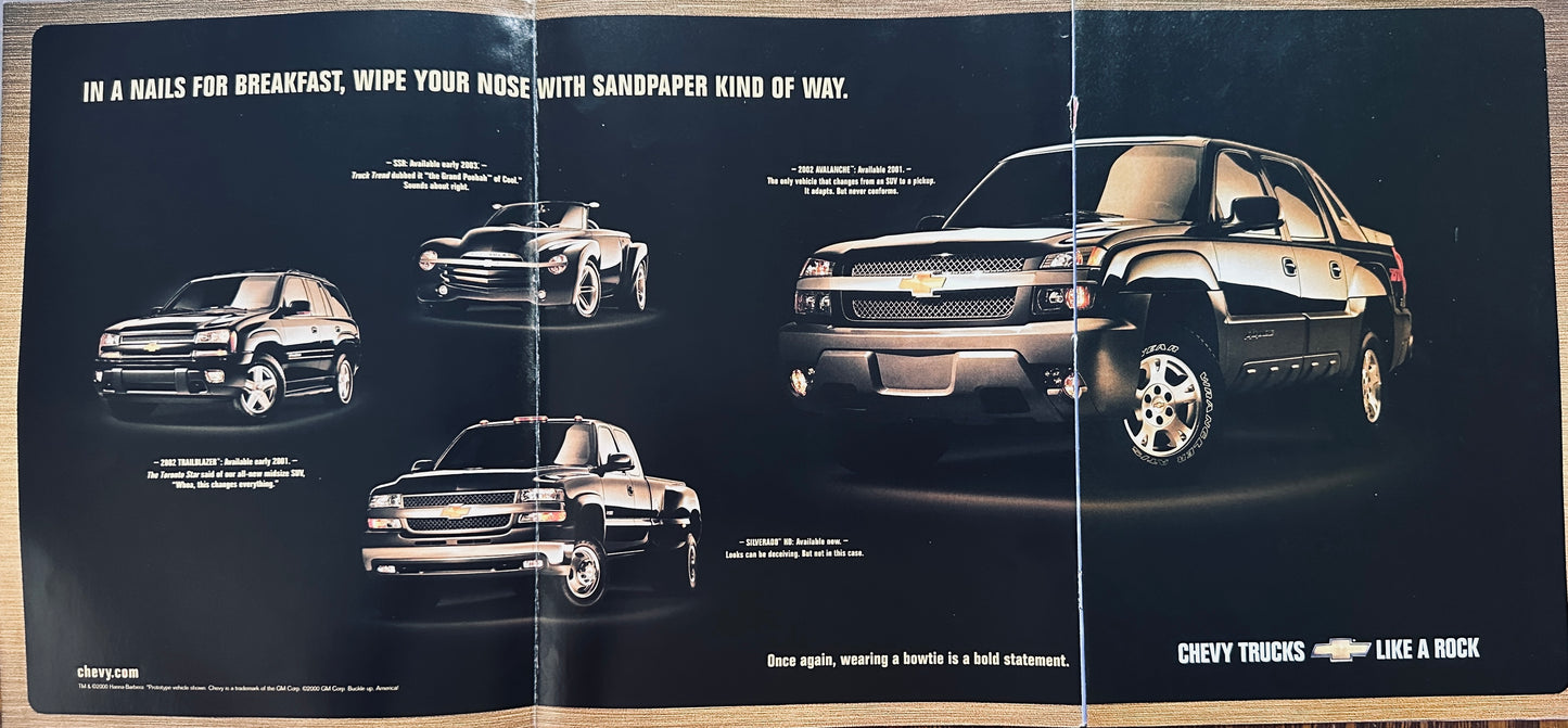 2001 Unique Multi-fold Multi-page Chevrolet Trucks Magazine Insert