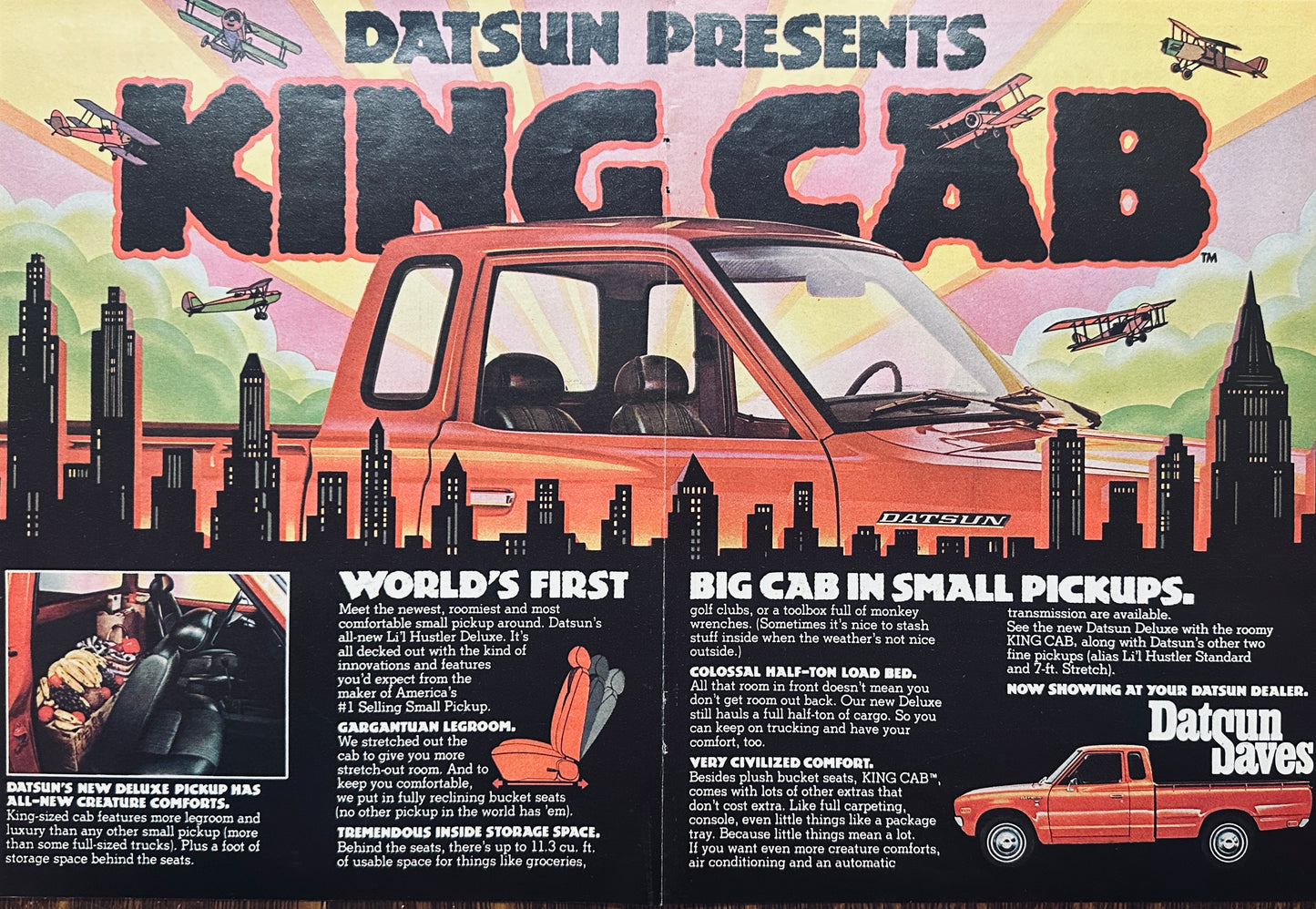 1976 Brightly Colored Datsun Li’l Hustler King Cab Pickup Ad #A44