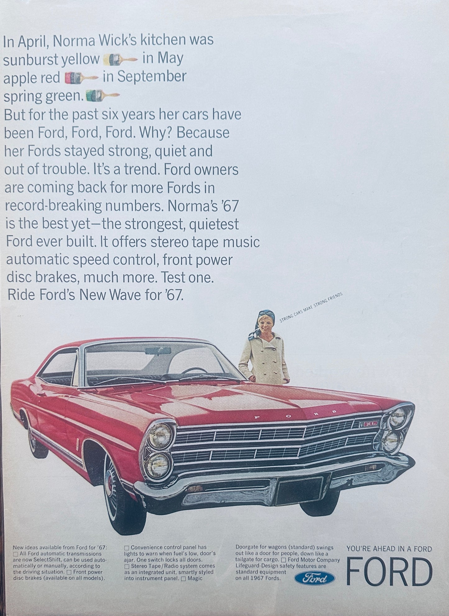 1967 Red Ford Galaxie XL Magazine Ad #72-2