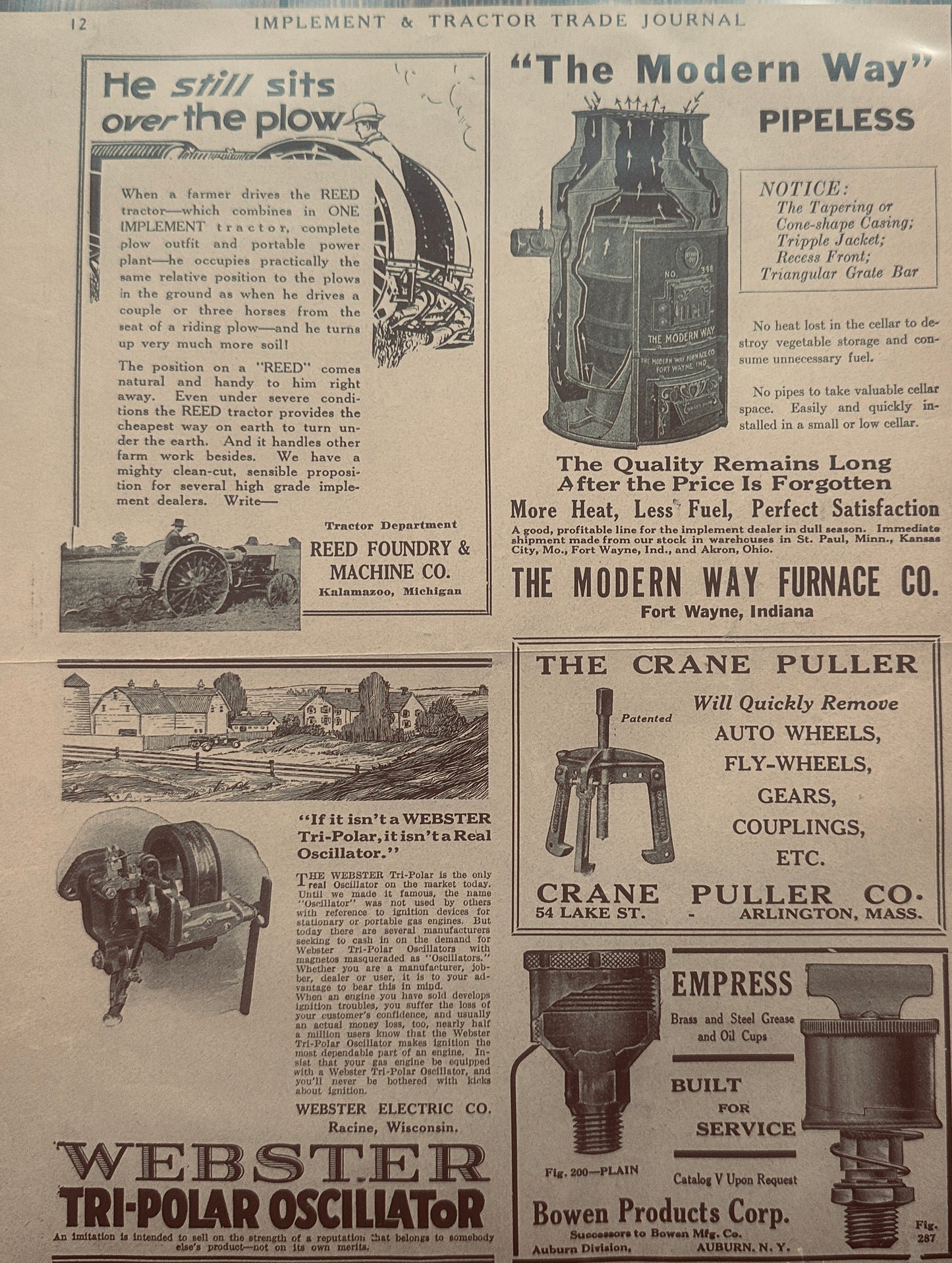 1915 - ish Implement & Tractor Trade Journal Advertising Page