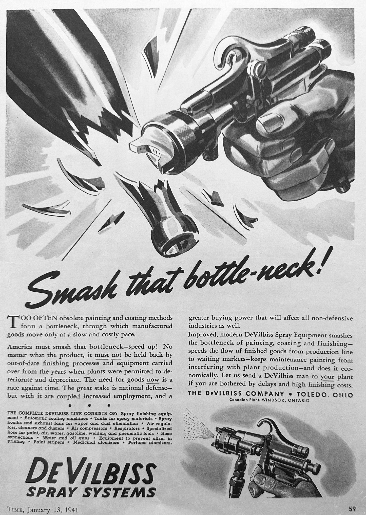 1941 GMC Power Unmatched + DeVilbiss Paint Sprayer Magazine Ads