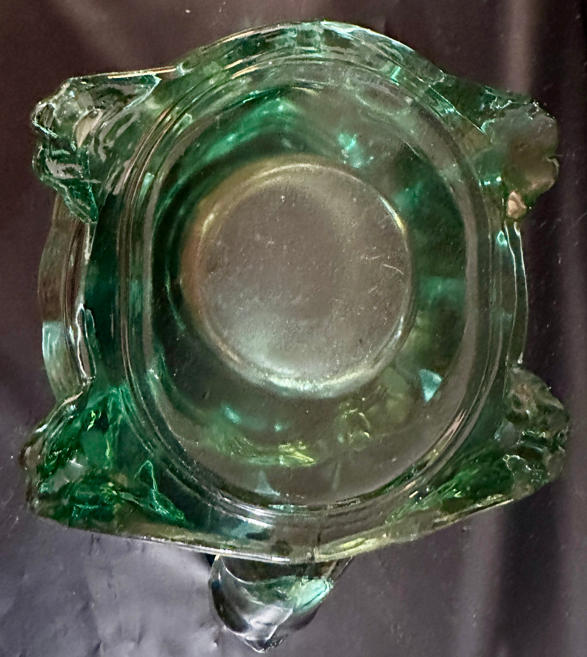 Unmarked Transparent Green Votive Candle Holder - Turtle