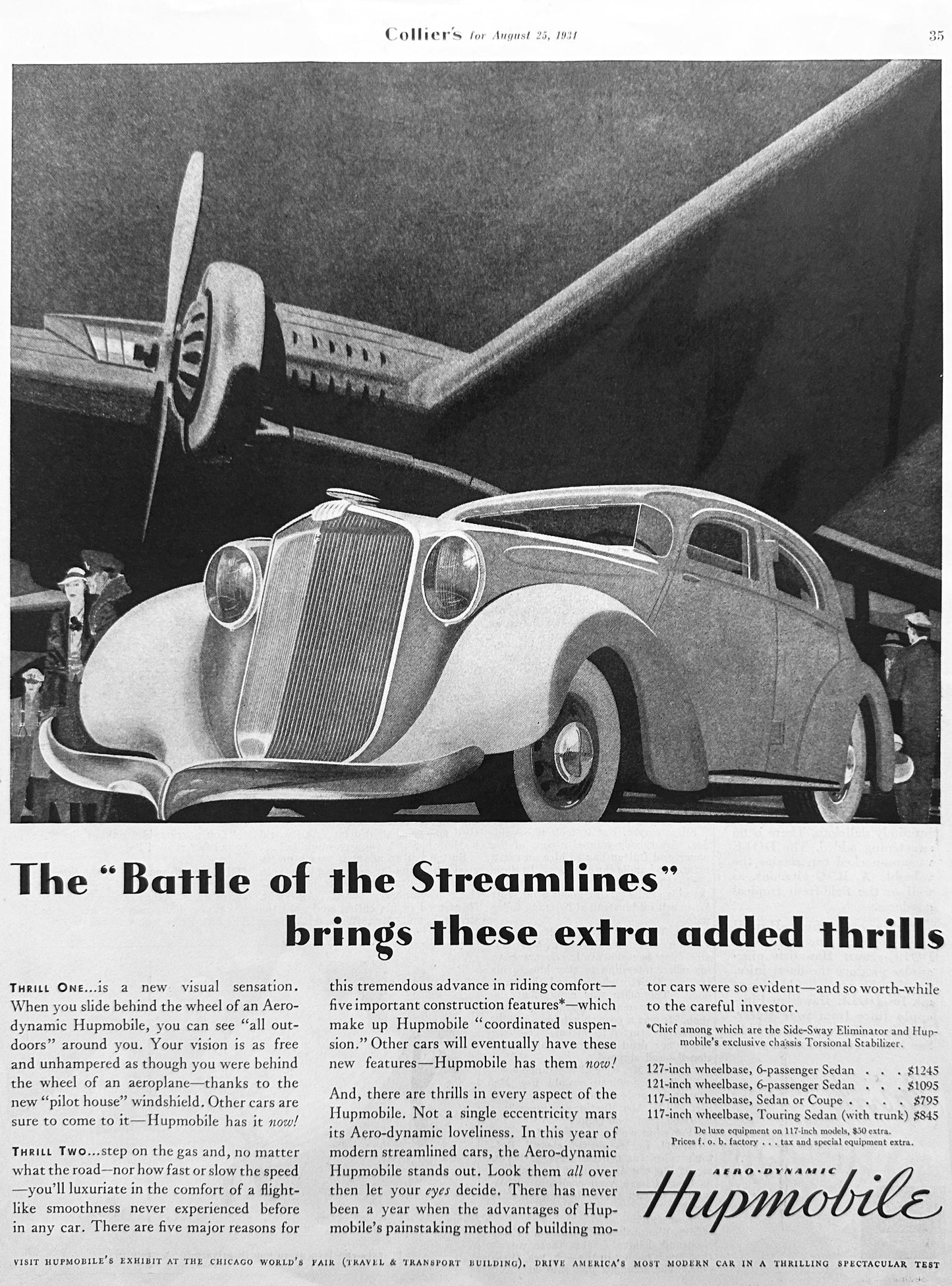 1934 Hupmobile Aerodynamic 4 Door Sedan - Vintage Ad - Gotham Feel #426