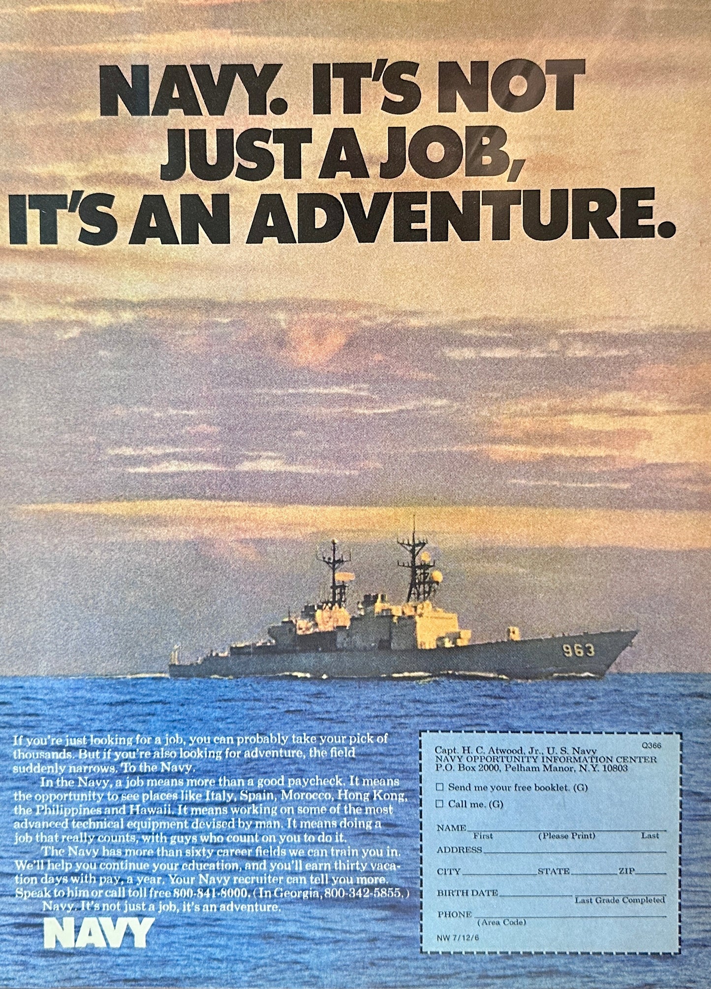 1975 Navy Recruiting Magazine Ad N730