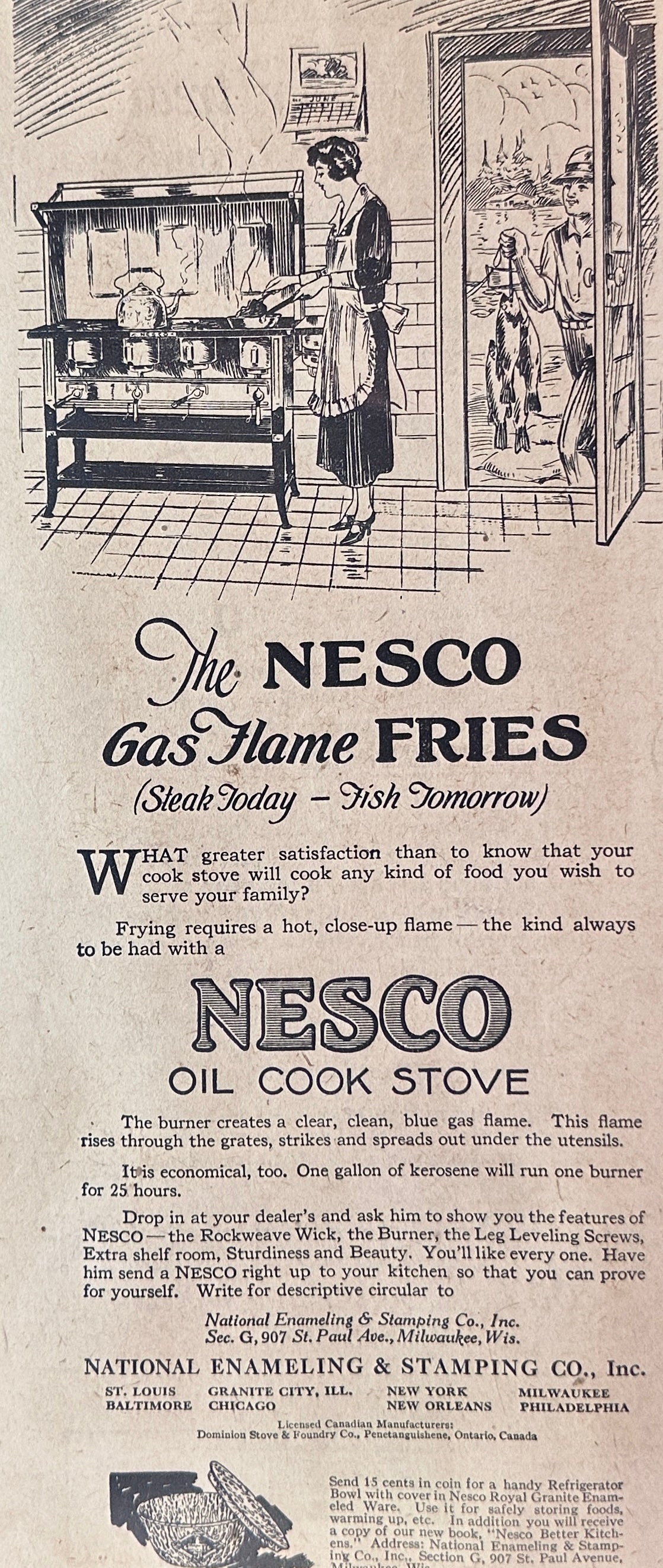 1925 NESCO Oil Cook Stove & Perfection Oil Cook Stoves & Ovens Ads