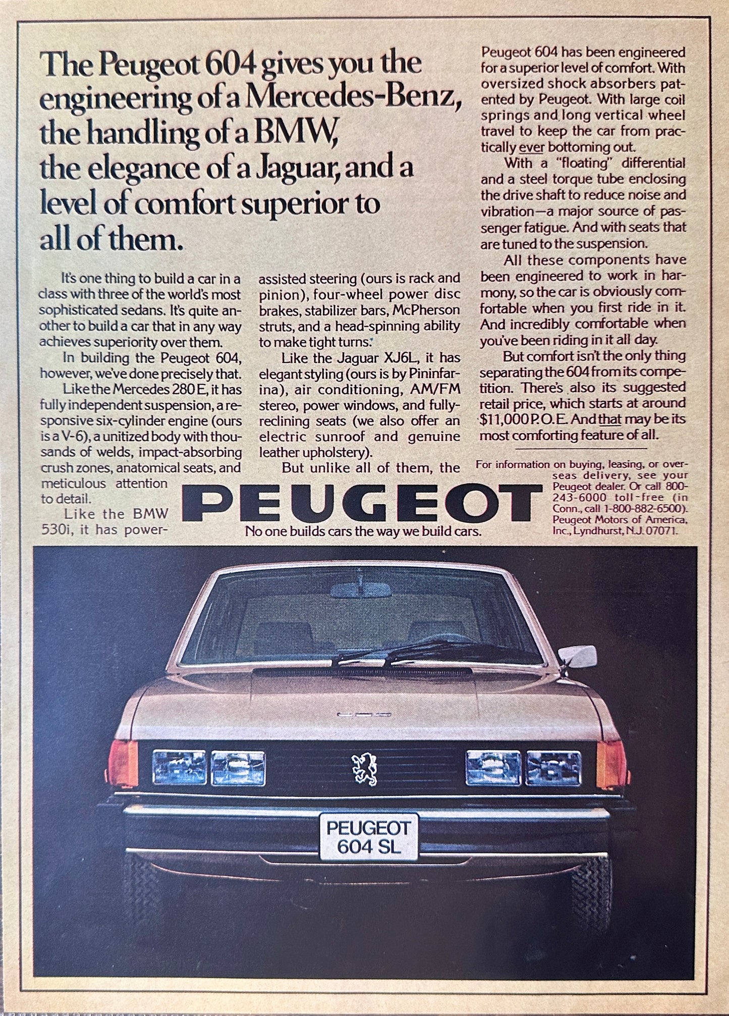 1977 Peugeot 604 SL Sedan Magazine Ad #A217