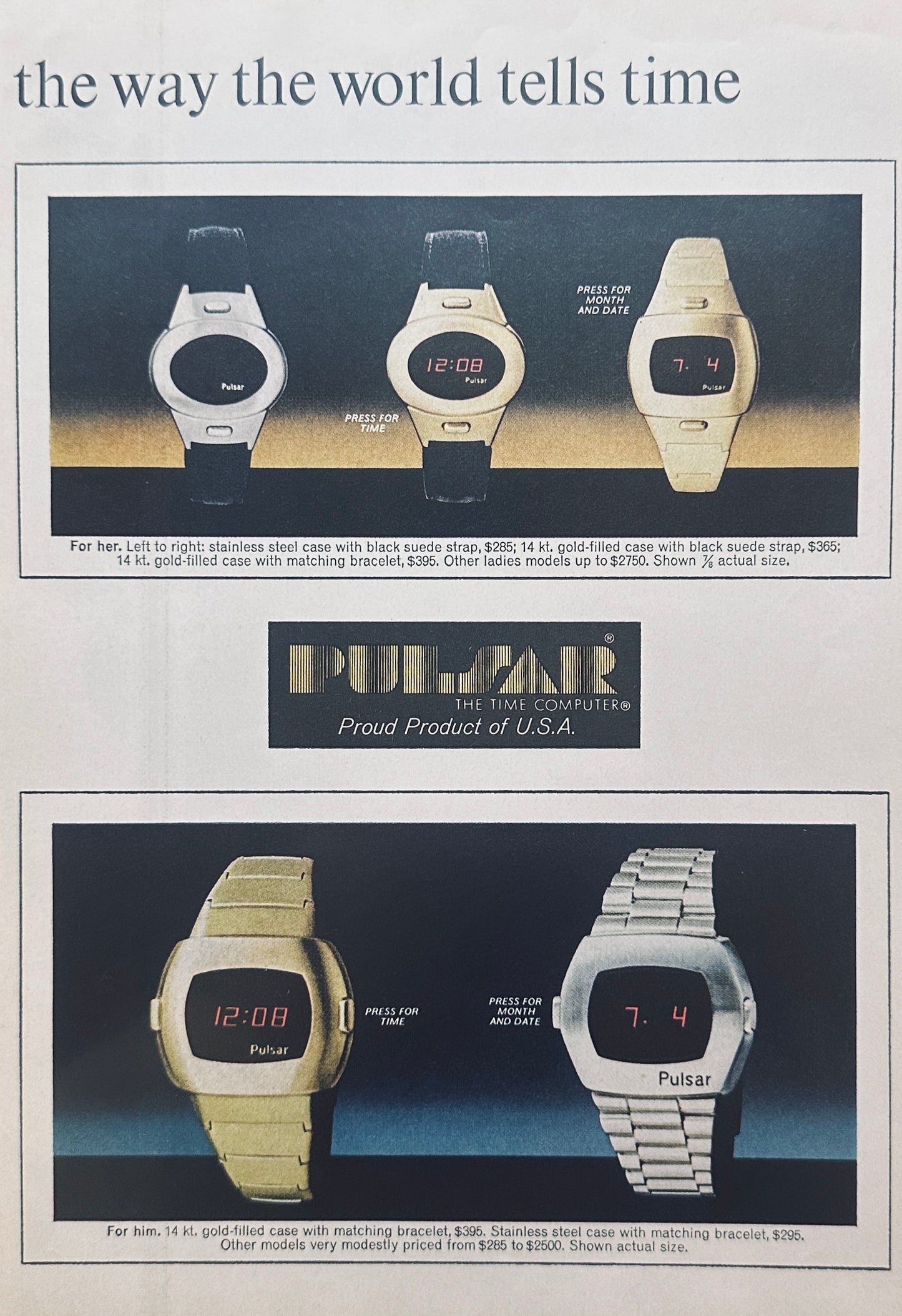 1976 Pulsar - The Way The World Tells Time - Vintage Ad N795
