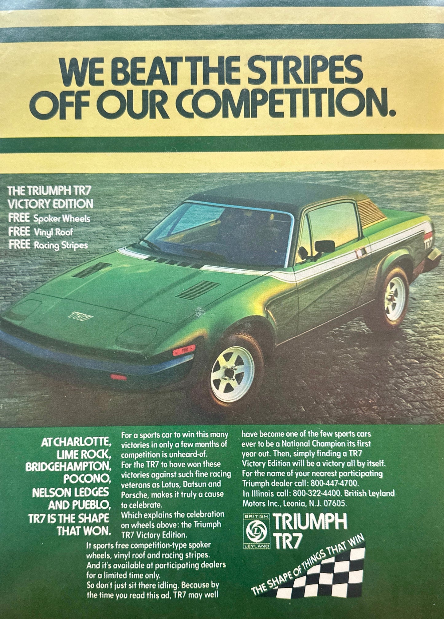 1976 British Leyland Triumph TR7 - Beat The Stripes Off Our Competition Magazine Ad #A248