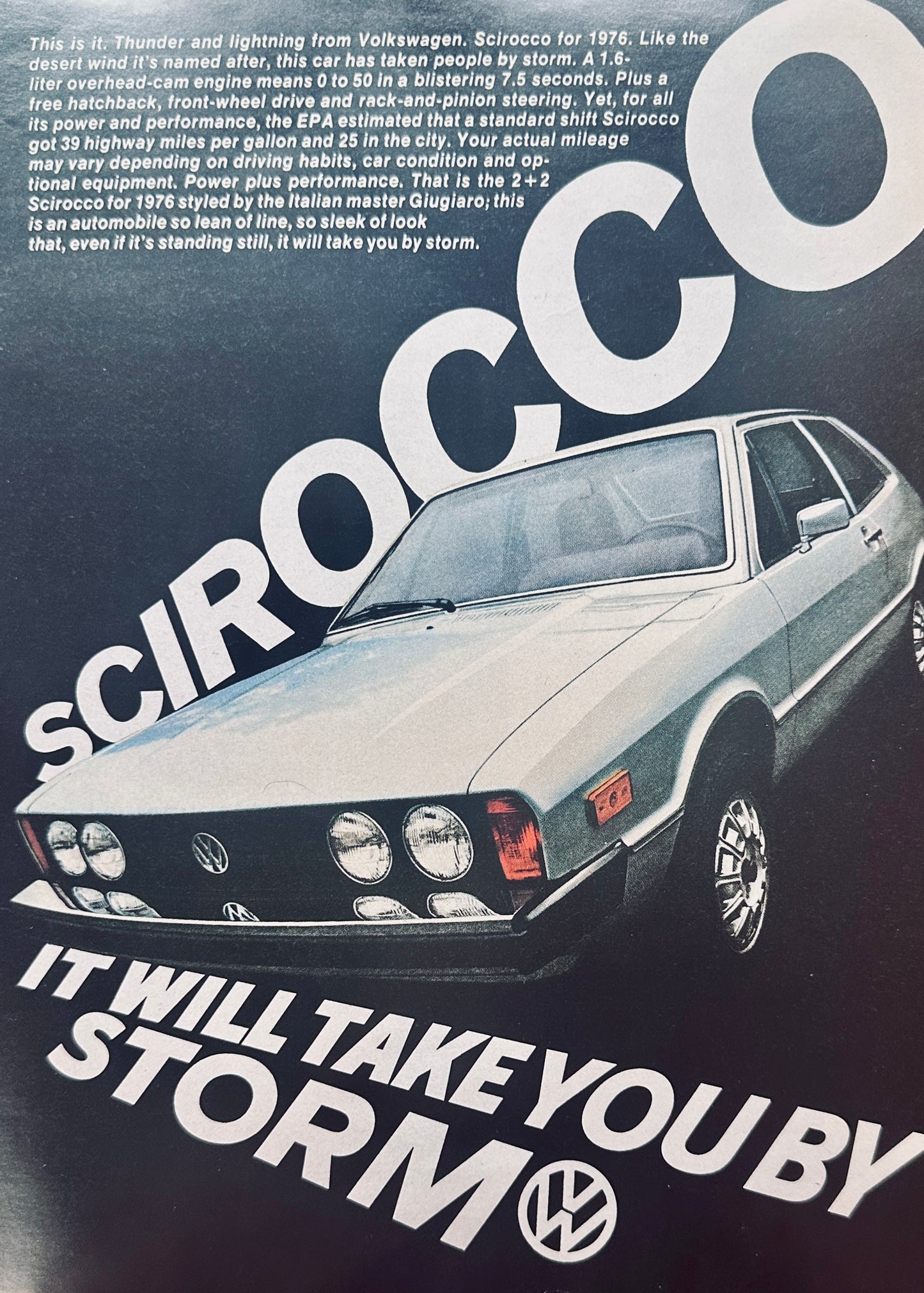 1976 Silver Volkswagen Scirocco It Will Take You By Storm - Magazine Ad #A236