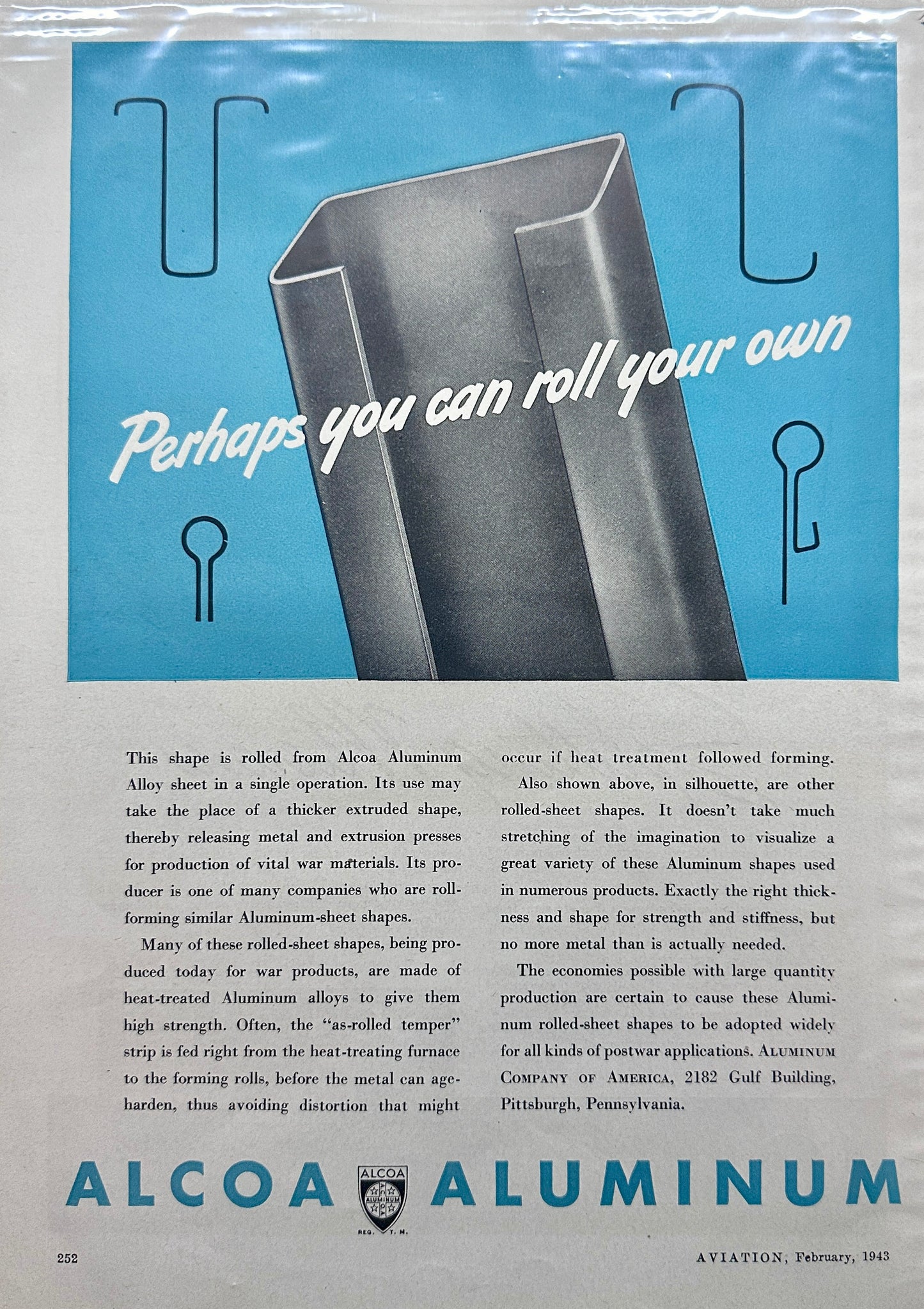 1943 Aircraft Tooling - Schrillo - ALCOA Aluminum Roll forming - Advertisements