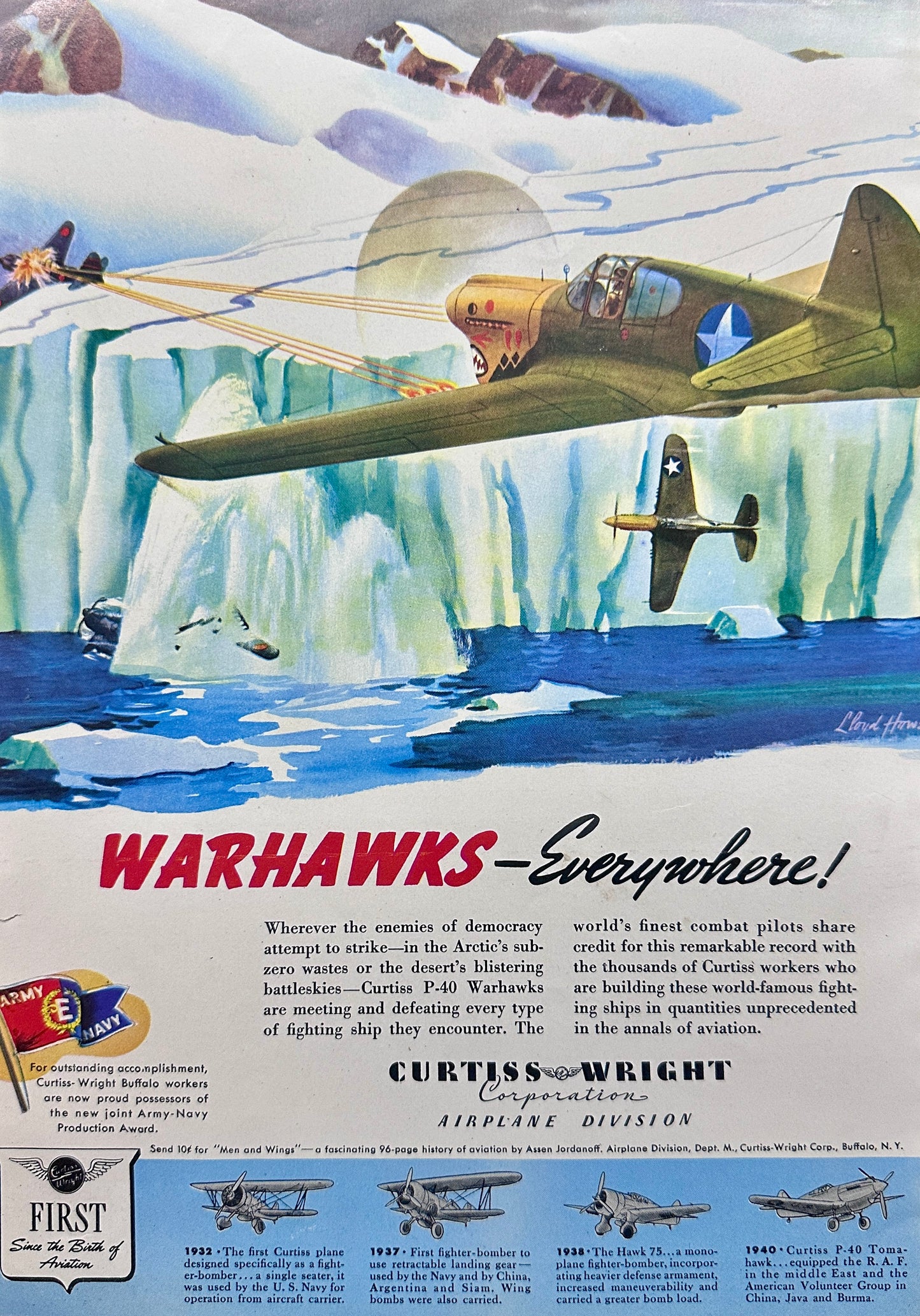 1943 Bell Aircraft & Curtis P40 Warhawk Vintage Advertisements N104