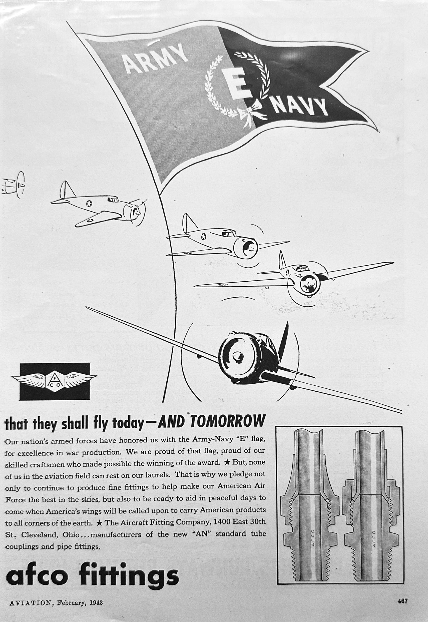 1943 - Two Period WWII era Aviation Related Advertisements - Butler - AFCO