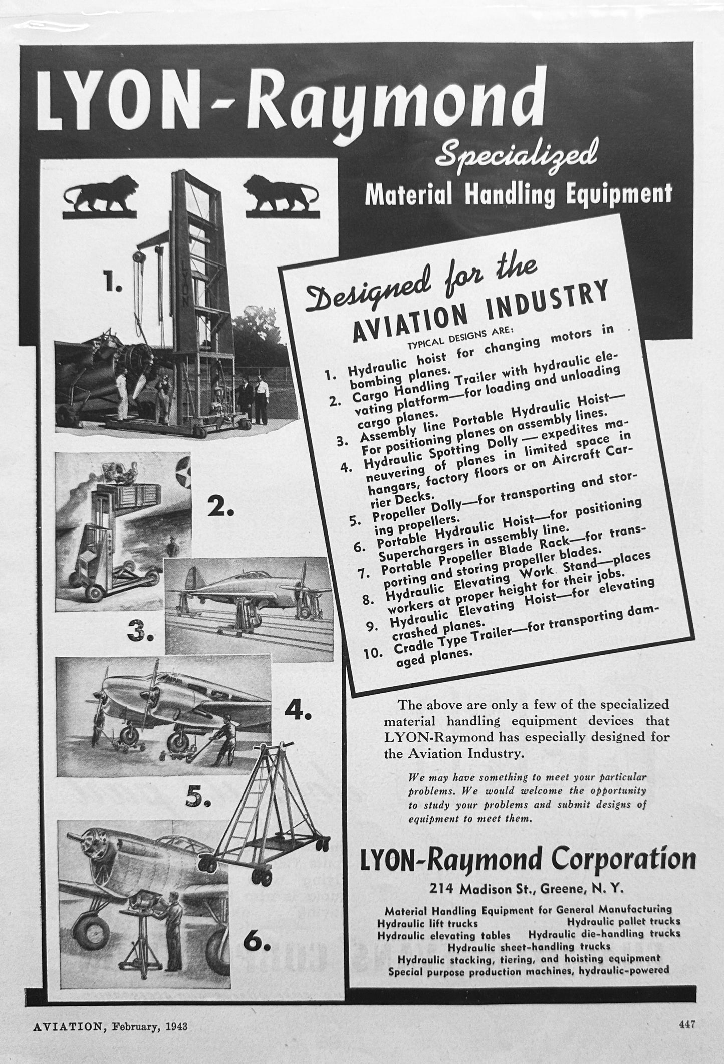1943 Aviation WWII Era Advertisements - CECO - Lyon-Raymond