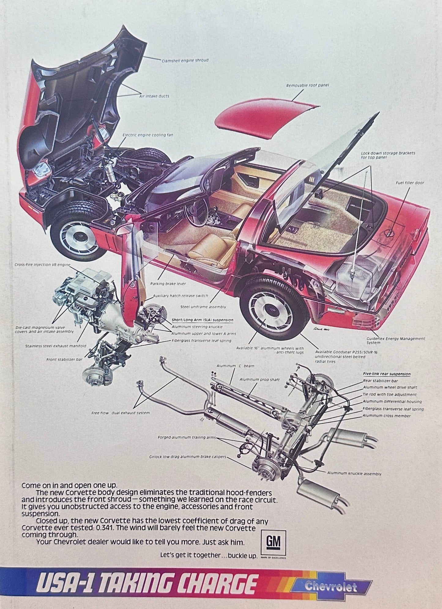 1983 4-Fold Chevrolet Corvette Poster Type Magazine Advertisement