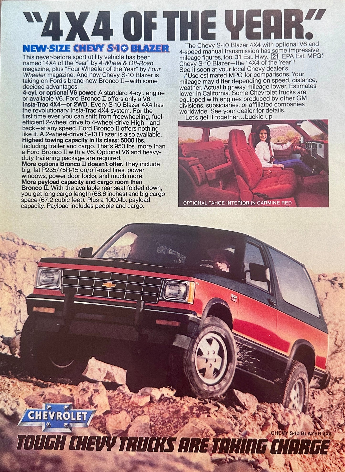 1983 Chevy S-10 Blazer "4 x 4" Of The Year - Original Advertisement A75