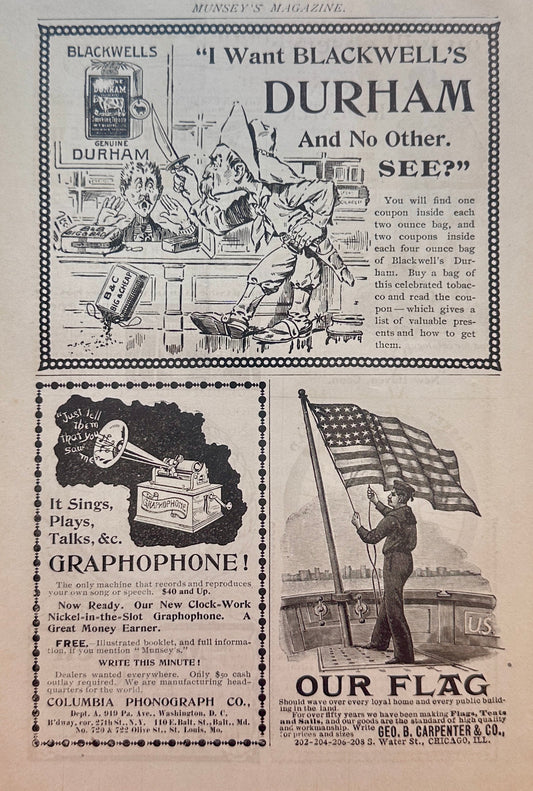 1896 Early Advertisements - Graphophone, Durham, Monarch, Marlin + More Brands N259