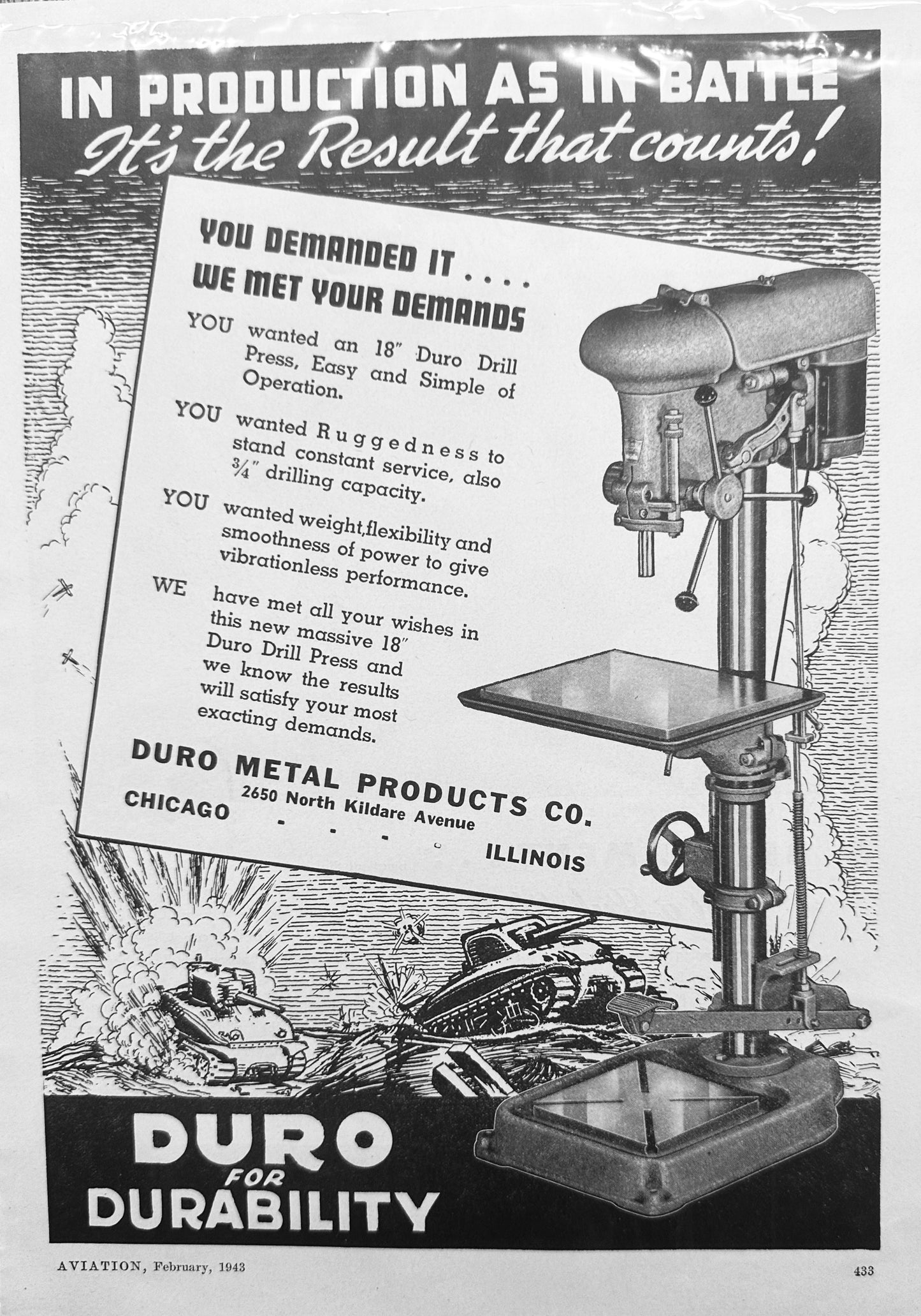 1943 Continental Diamond Scouting Plane & Duro Drill Press Vintage Advertisements N263