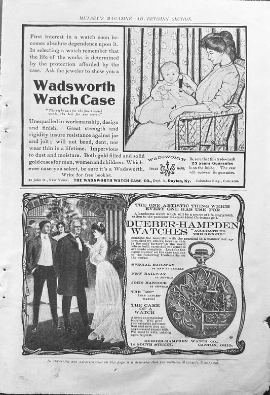 1902 Dueber-Hampden Watches & Wadsworth Watch Cases Ads N306