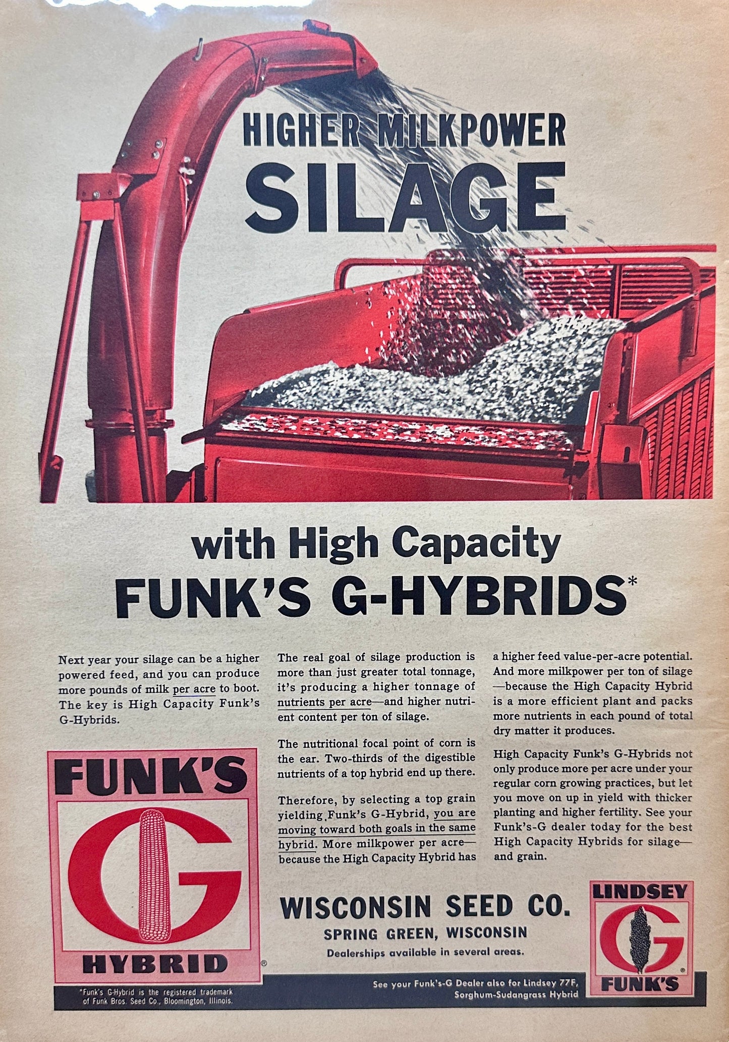 1964 Funk's G-Hybrids - Higher Milk Power Silage - Vintage Ad #5075-3