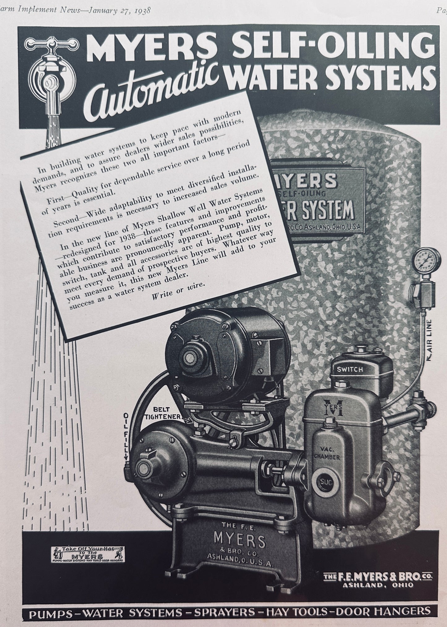 1938 Myers Self-Oiling Automatic Water Systems N693