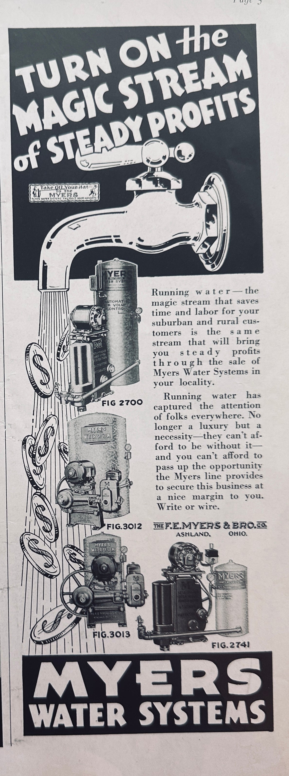 1938 Myers Water Systems, Ashland Ohio - Magic Stream of Steady Profits #5022