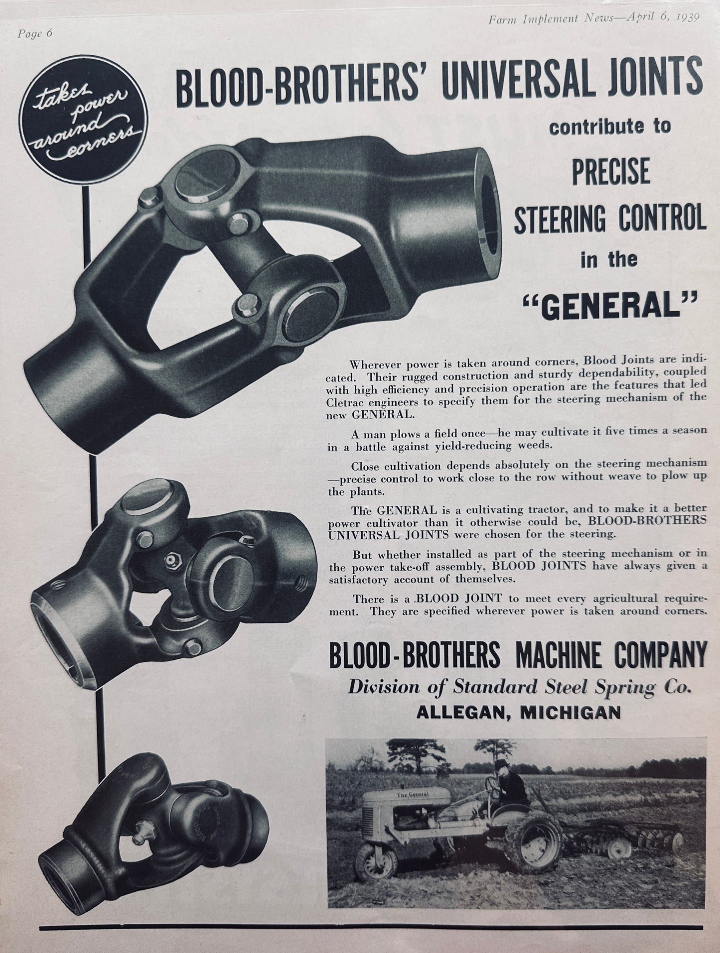 1939 Double Sided Farm Equipment Ad - Myers Pumps & Blood Bros #5021