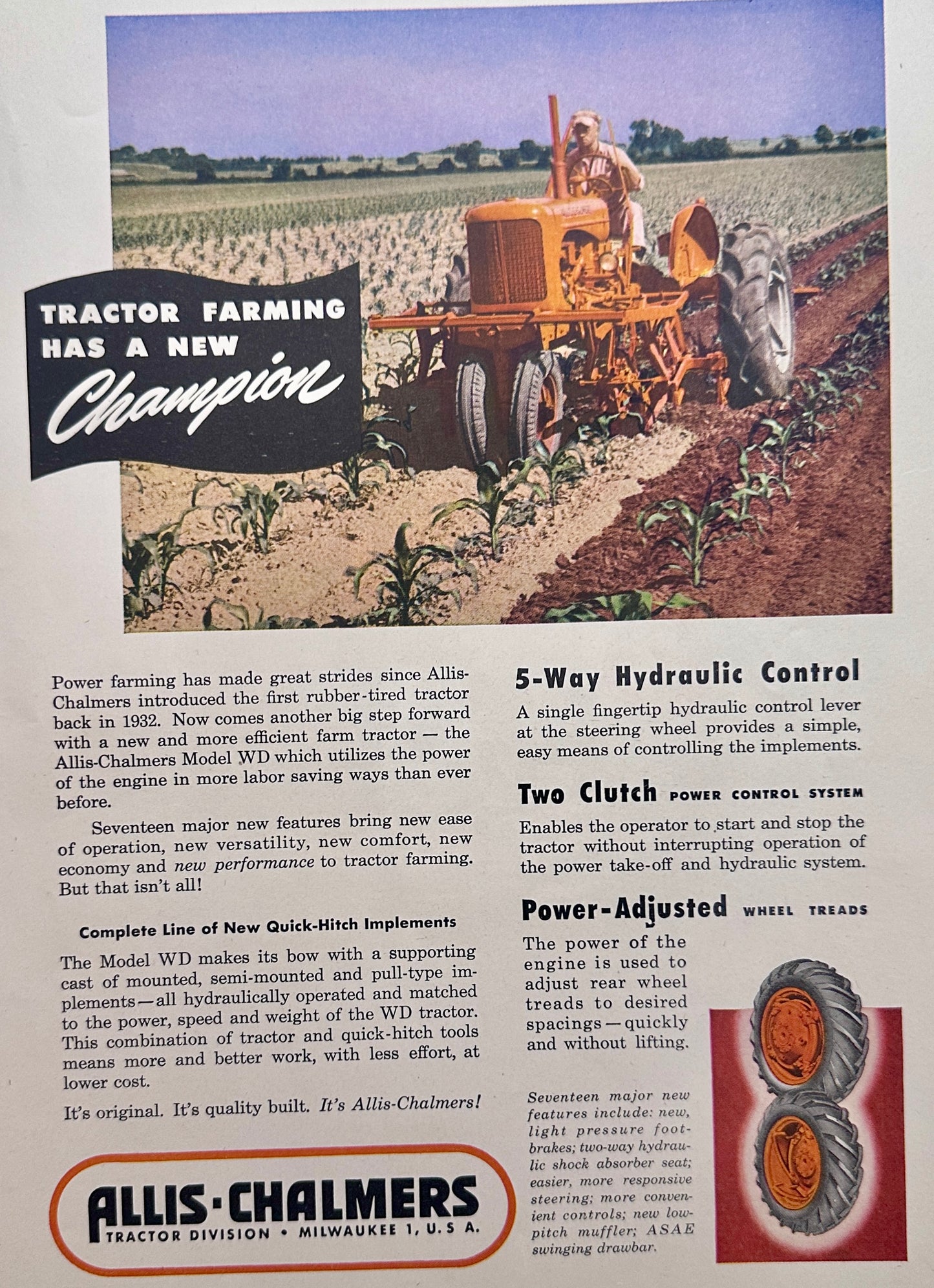 1948 Allis Chalmers Model WD Vintage Ad #1700