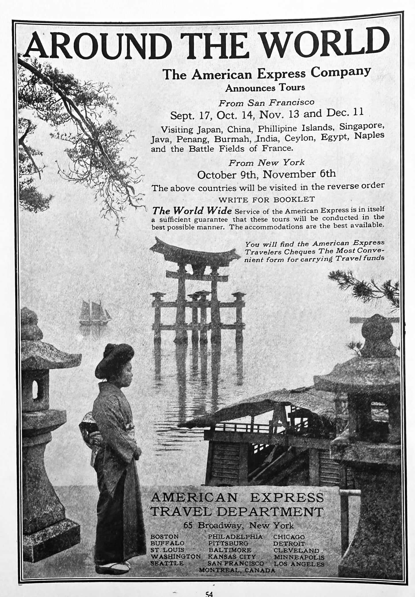 1920 Classic Travel Ads - Wardrobe Trunks & American Express Cheques N1230