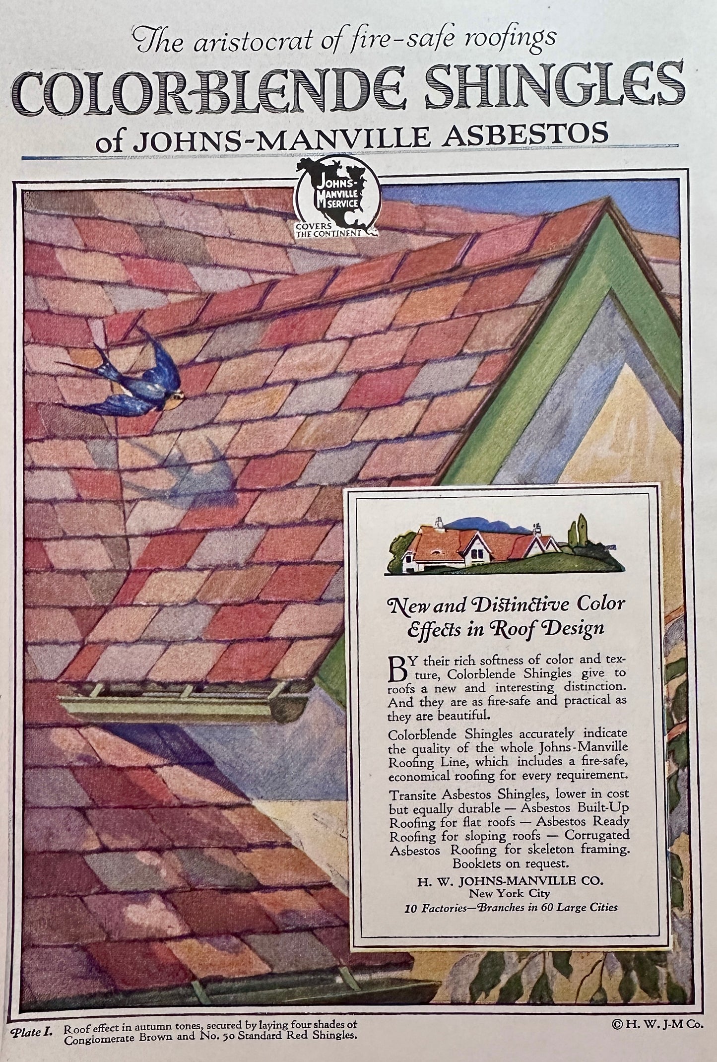 1918 Johns-Manville Colorblende Roofing & Goodrich Tested Tires Ad #N1245
