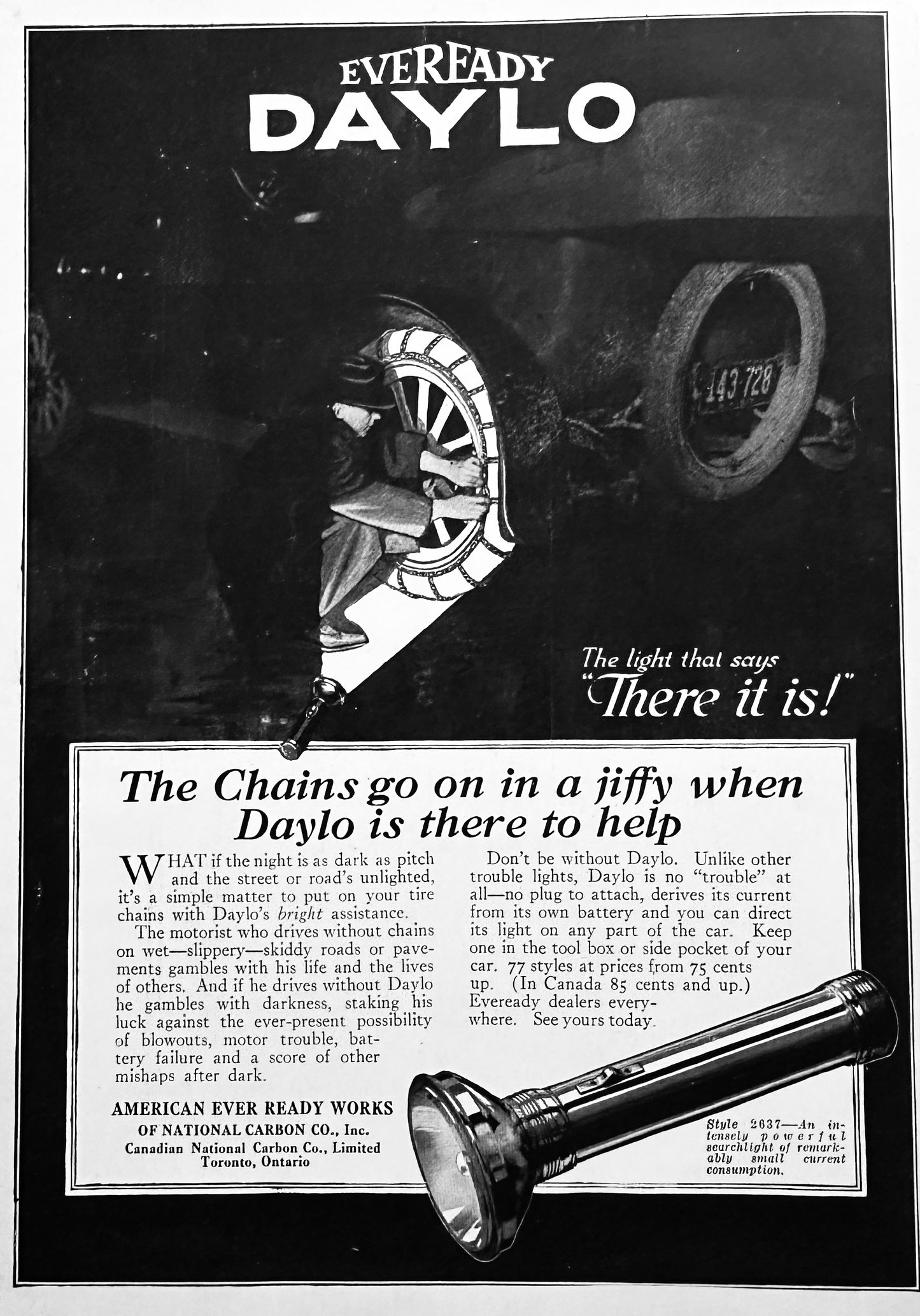 1918 Eveready DAYLO Style 2637 Flashlight Vintage Ad #N1255