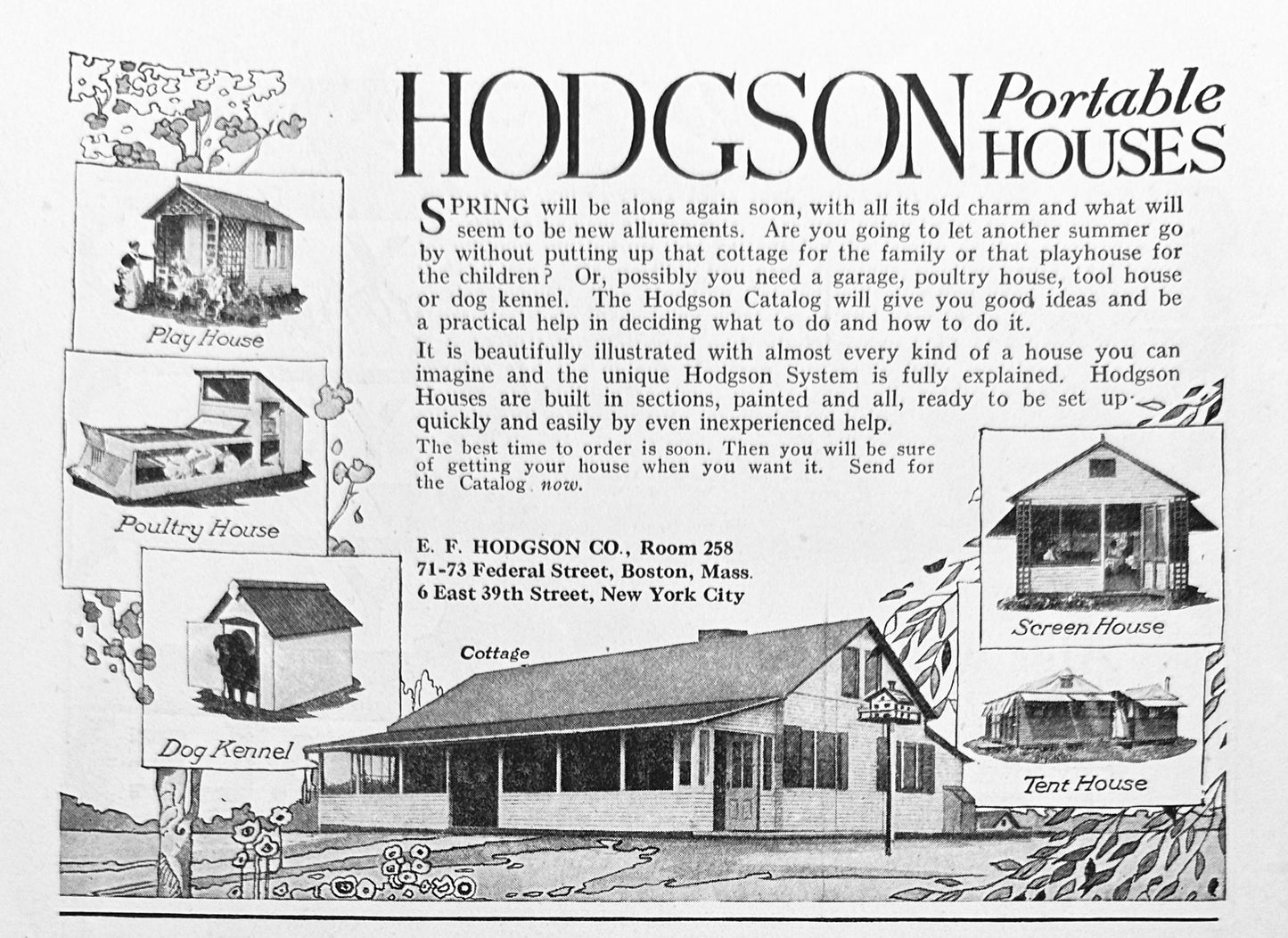 1919 Hodgson Portable House Dog Kennels to Cottages Ad #N1259 New York City