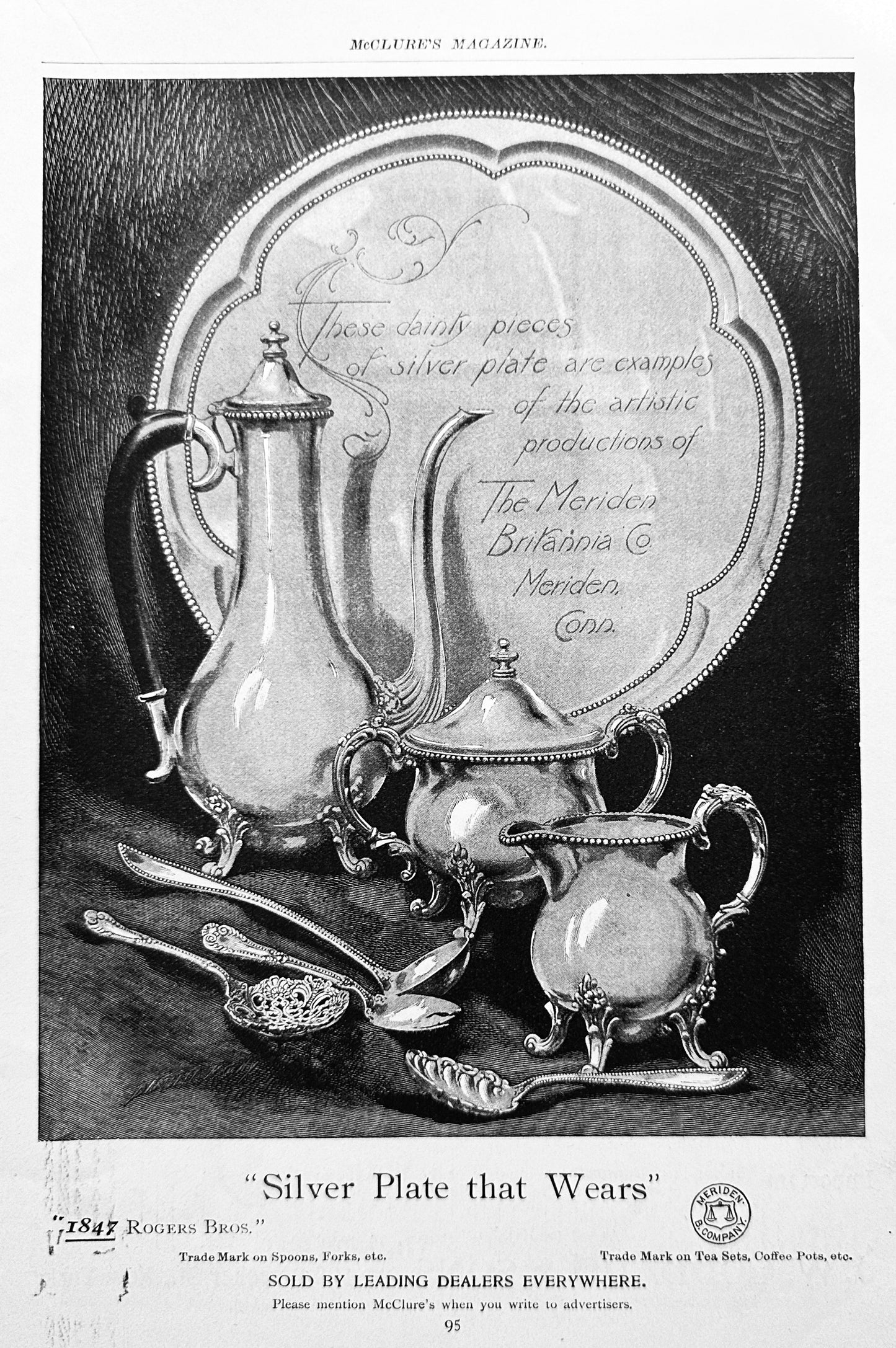 1897 - "1847 Rogers Bros" Silver Plate Tea Service Original AD #N1320