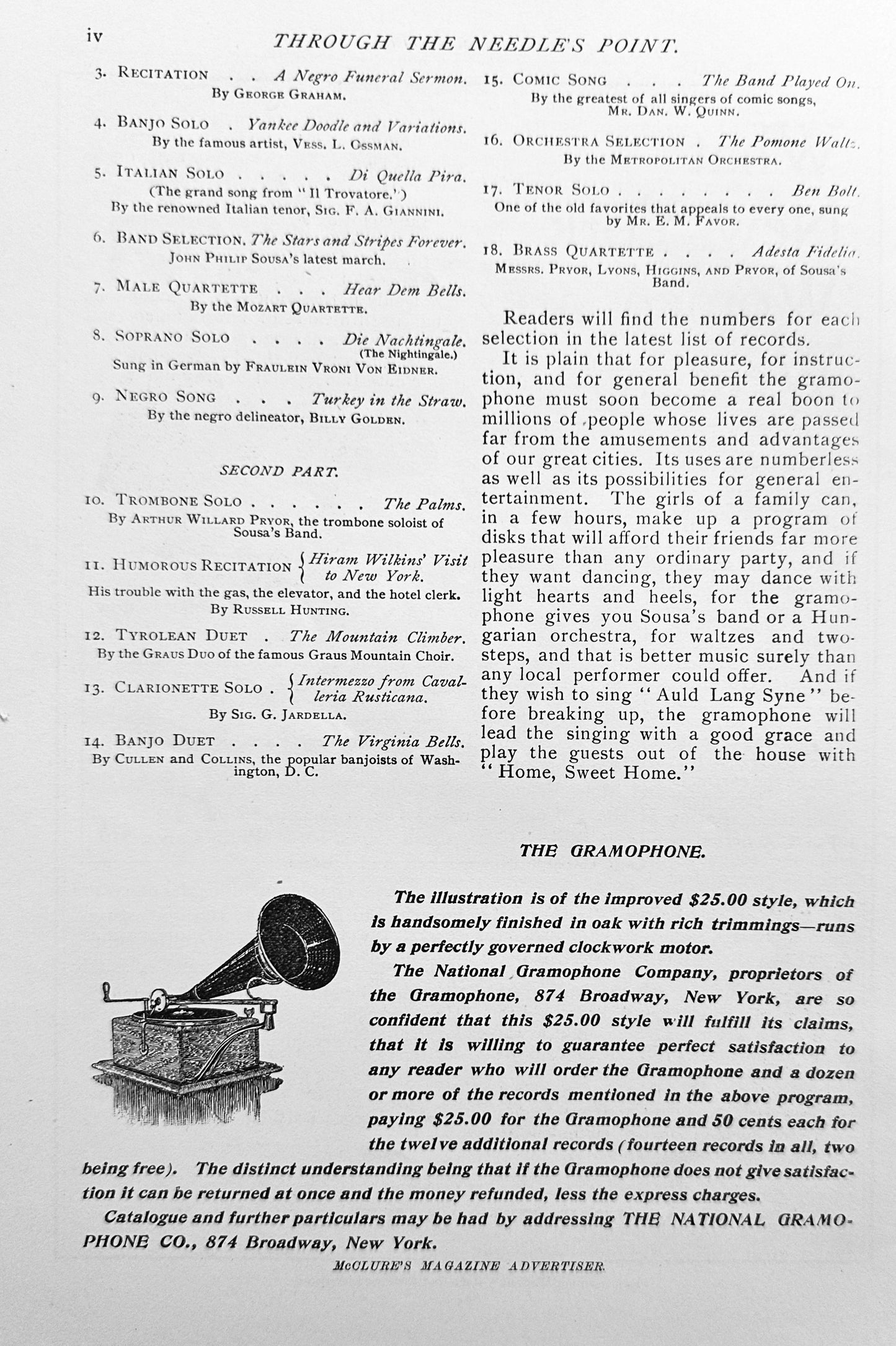 1897 Very Unique National Gramophone Advertising Ad #N1308