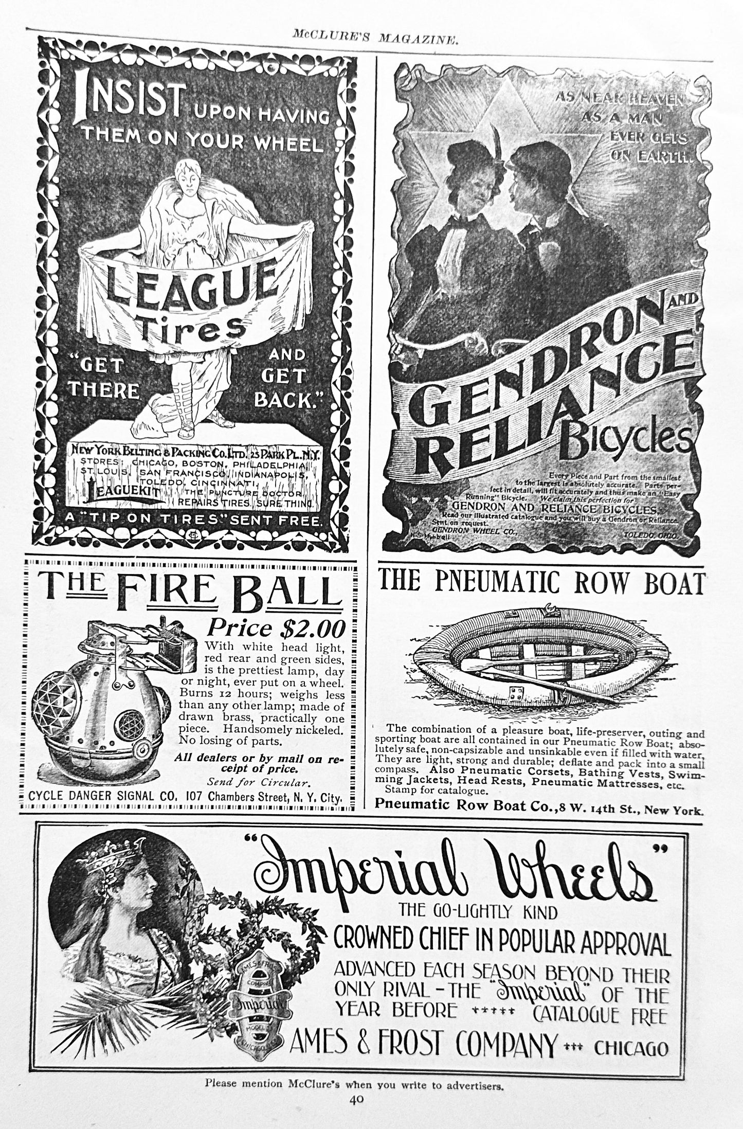 1897 Random Bicycle Ephemera Advertising Page & 1 Row Boat! Ad #N1296