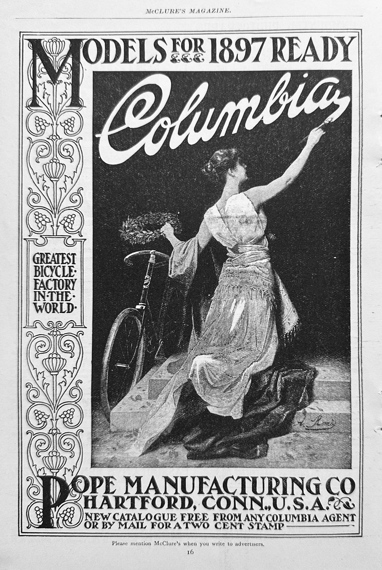 1897 Columbia Bicycles Models for 1897 Ready - Pope MFG AD #N1272-1-2