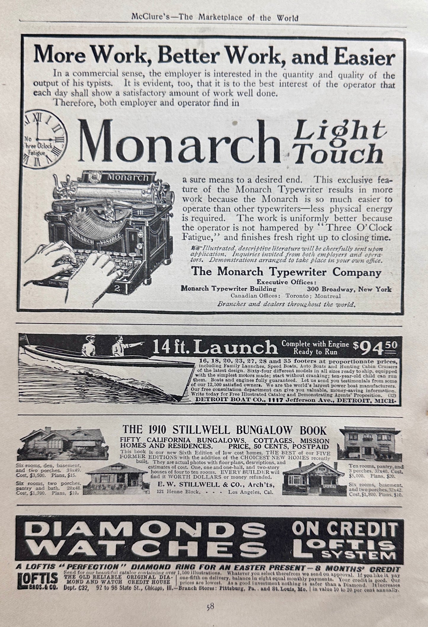 1910 Monarch Typewriter - Light Touch - Ad #N1336