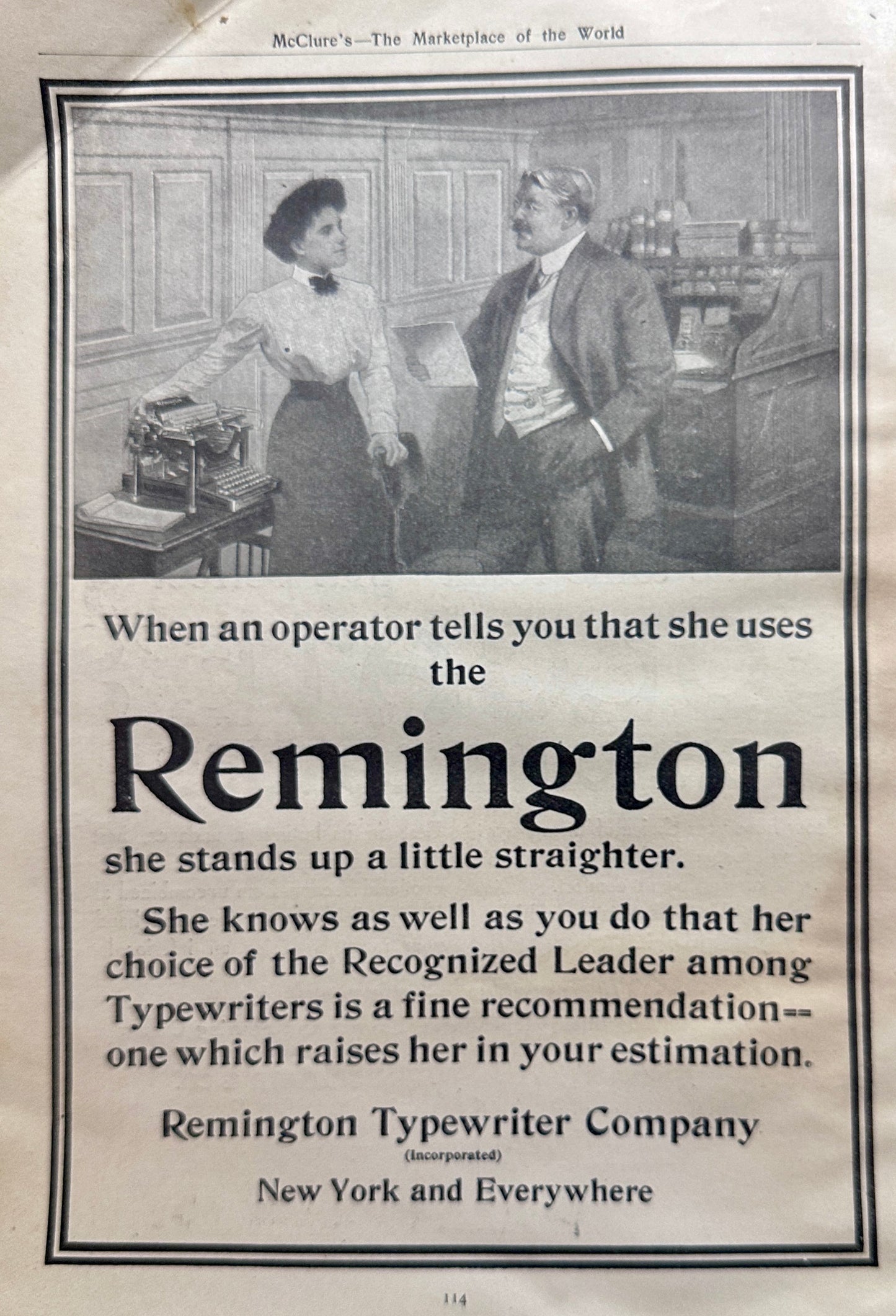 1910 Remington Typewriter - Recognized Leader - Ad #N1362