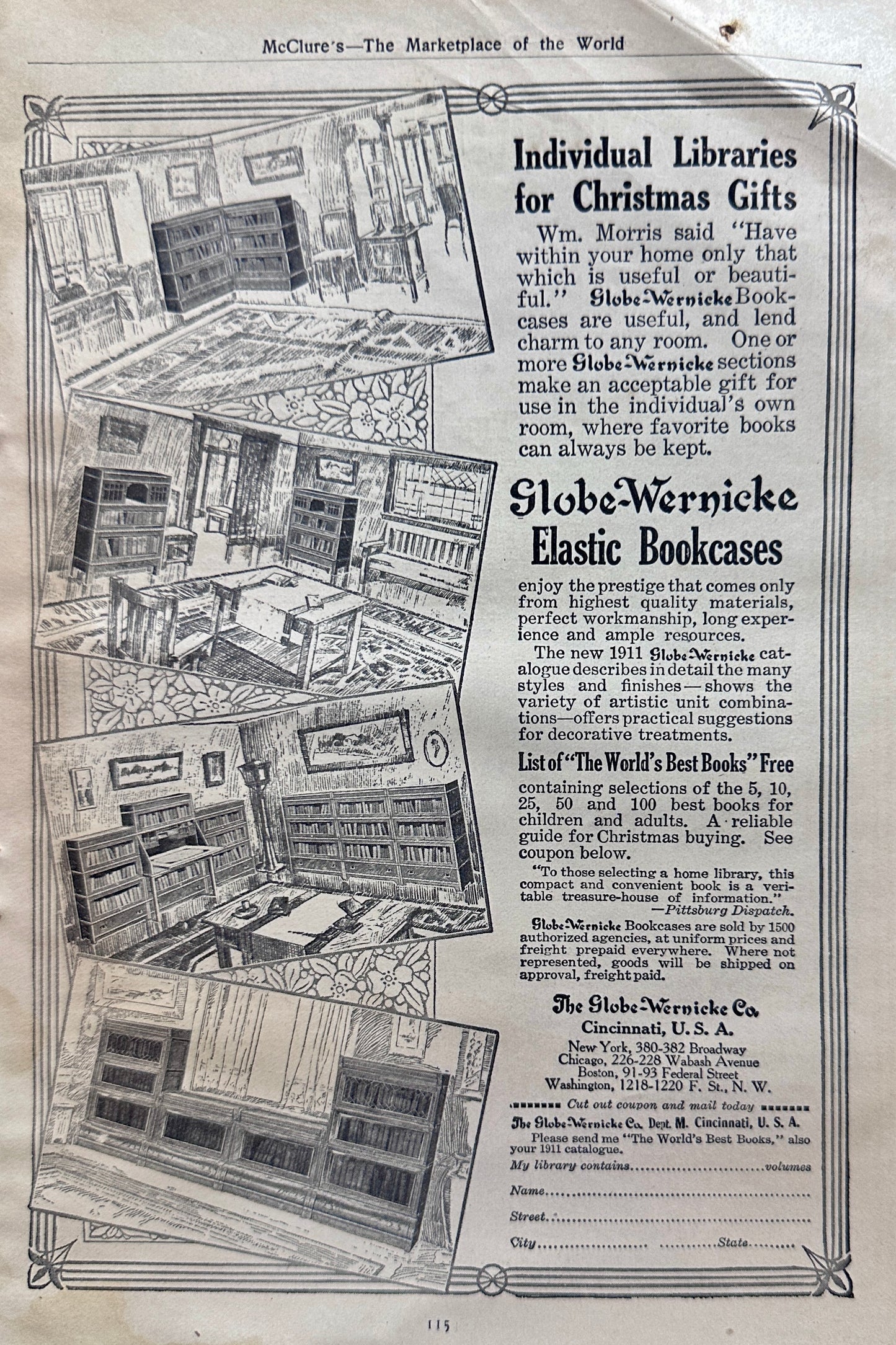 1910 Globe-Wernicke Elastic Bookcase Systems Ad #N1363