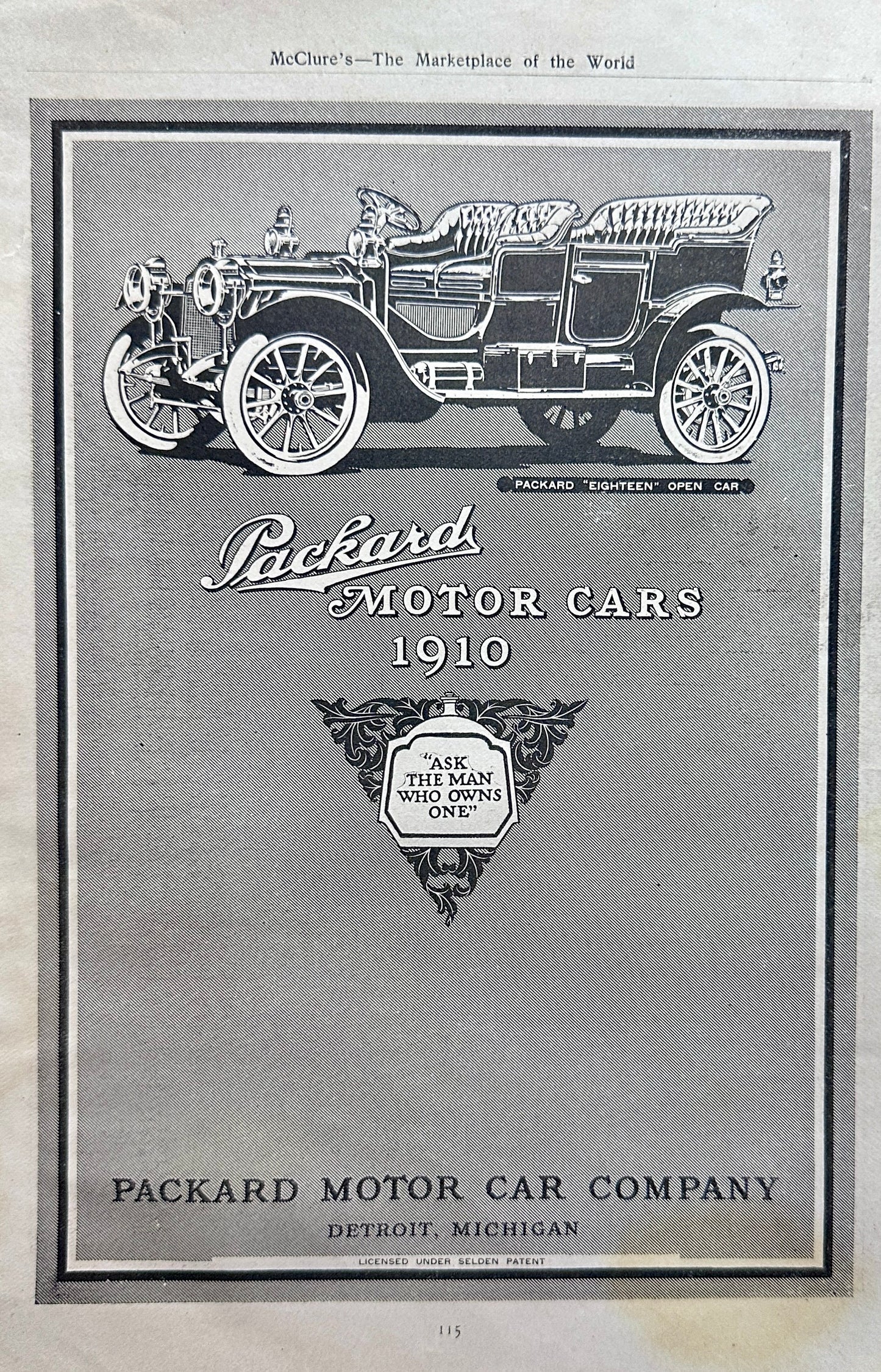 1910 Packard Motor Car Eighteen Open Touring Ad #N1366