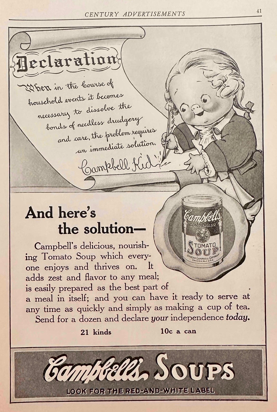 1915 General Electric FAN & Campbell's Tomato Soup Ad #N1414