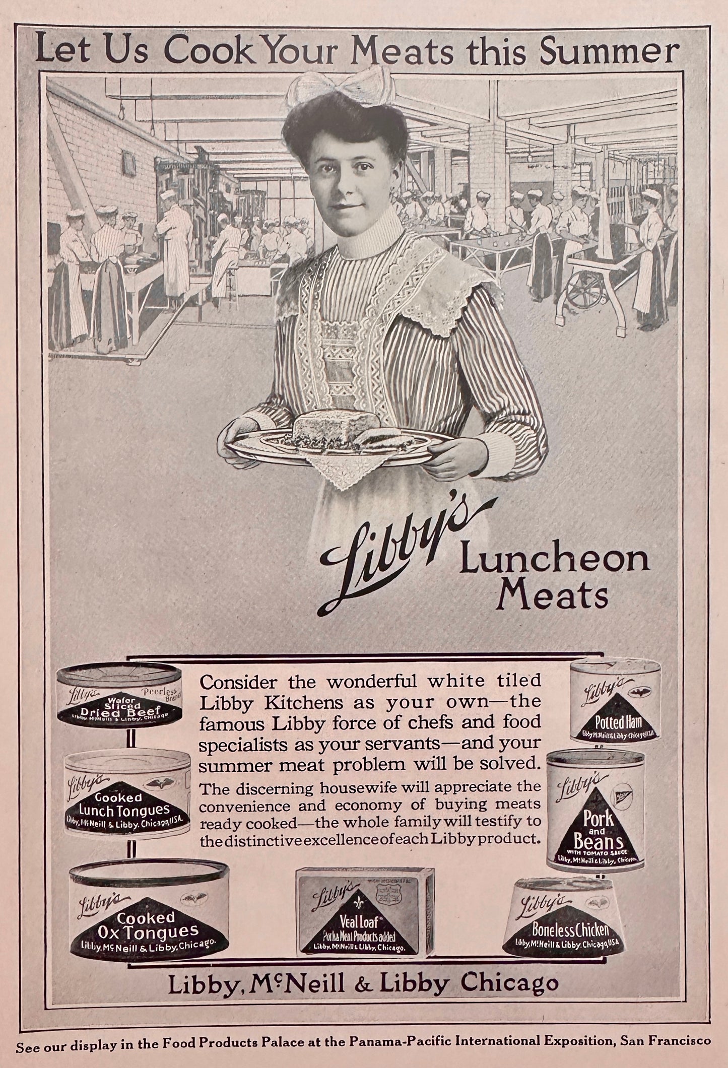 1915 Dual Sided Pantry Ad Grape-Nuts Cereal & Libby's Luncheon Meats AD# N1418