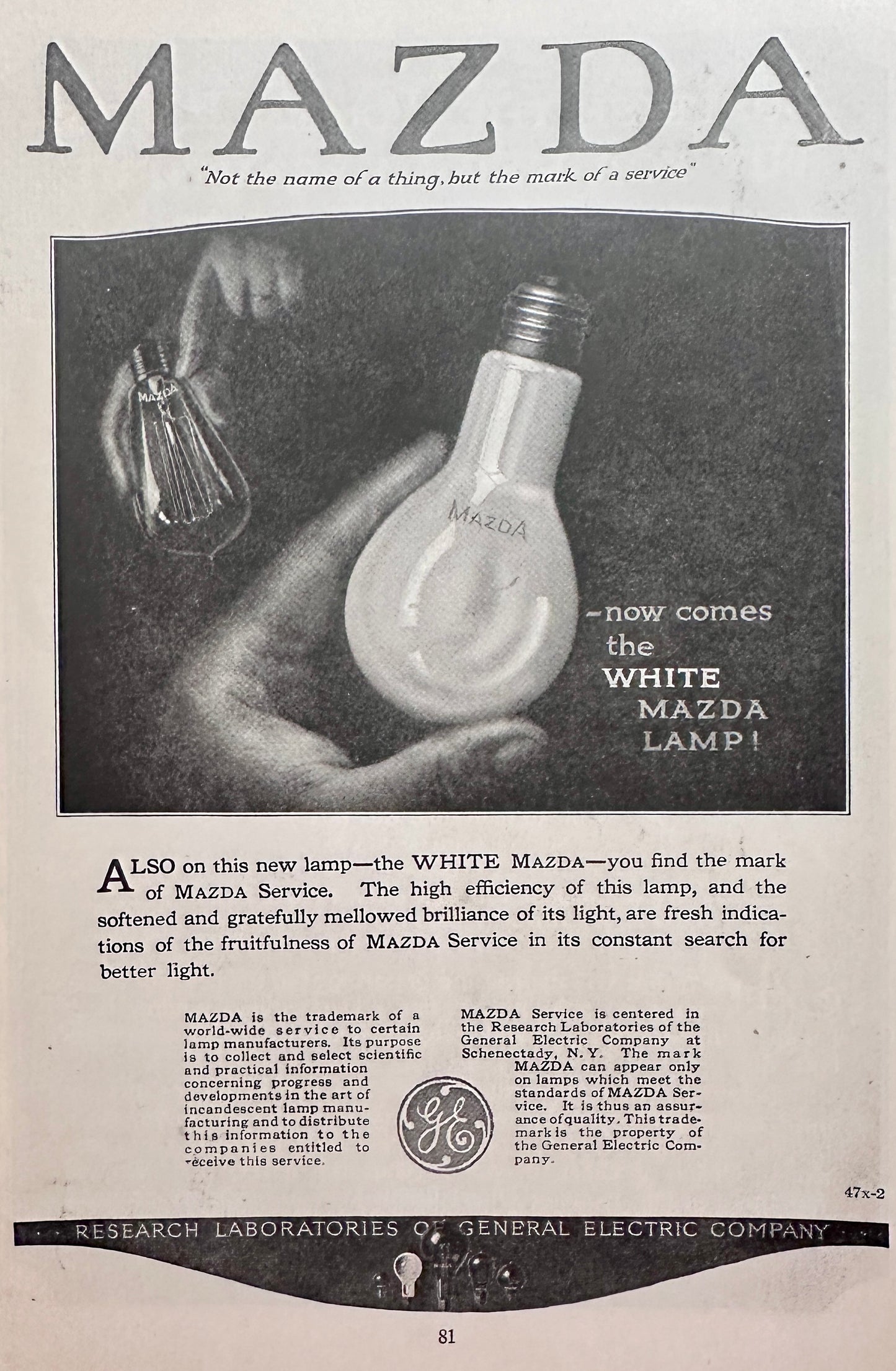 1919 General Electric Mazda White Lamp Ad #N1424