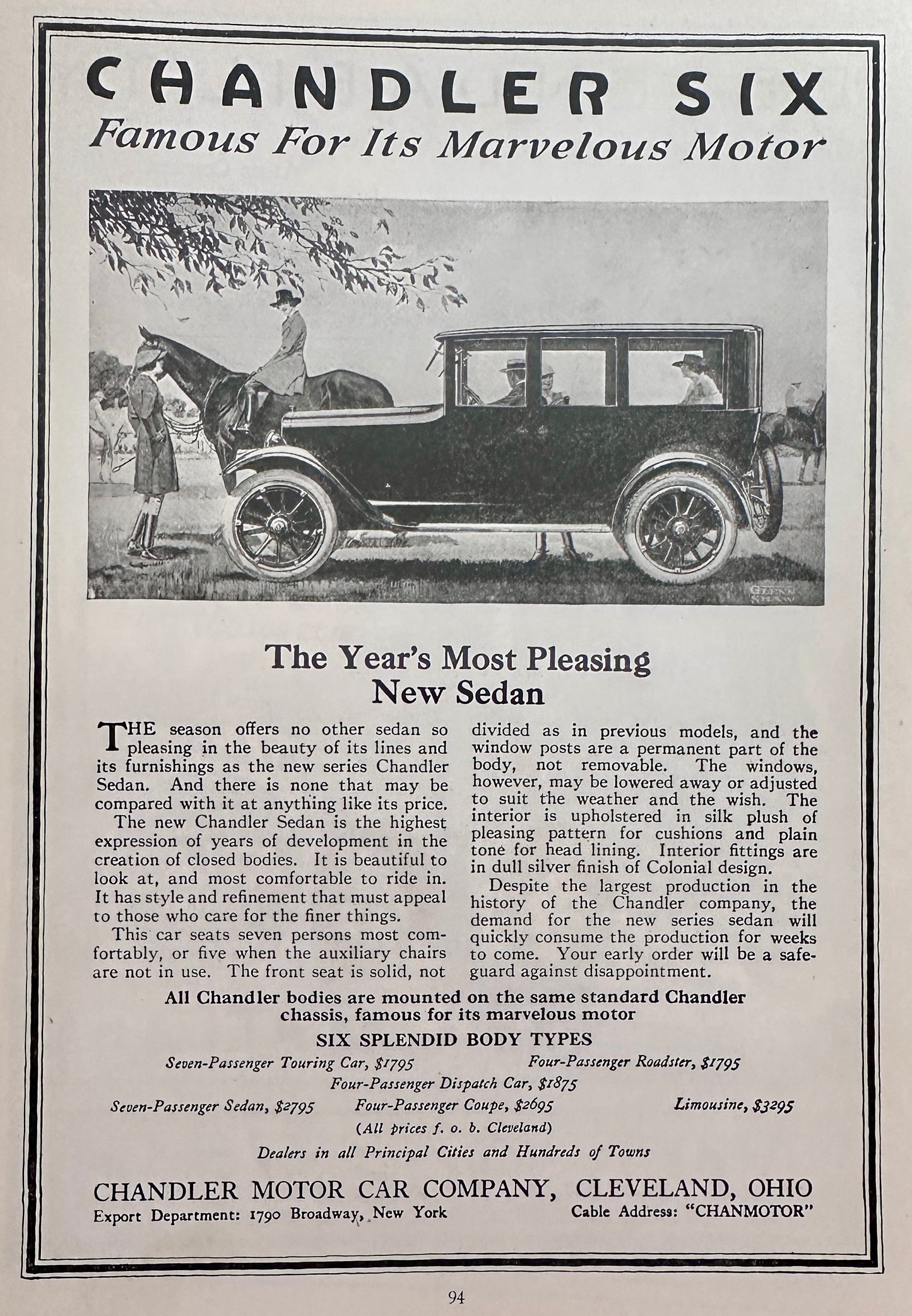 1919 Chandler Six - Famous for Its Marvelous Motor Ad #N1422