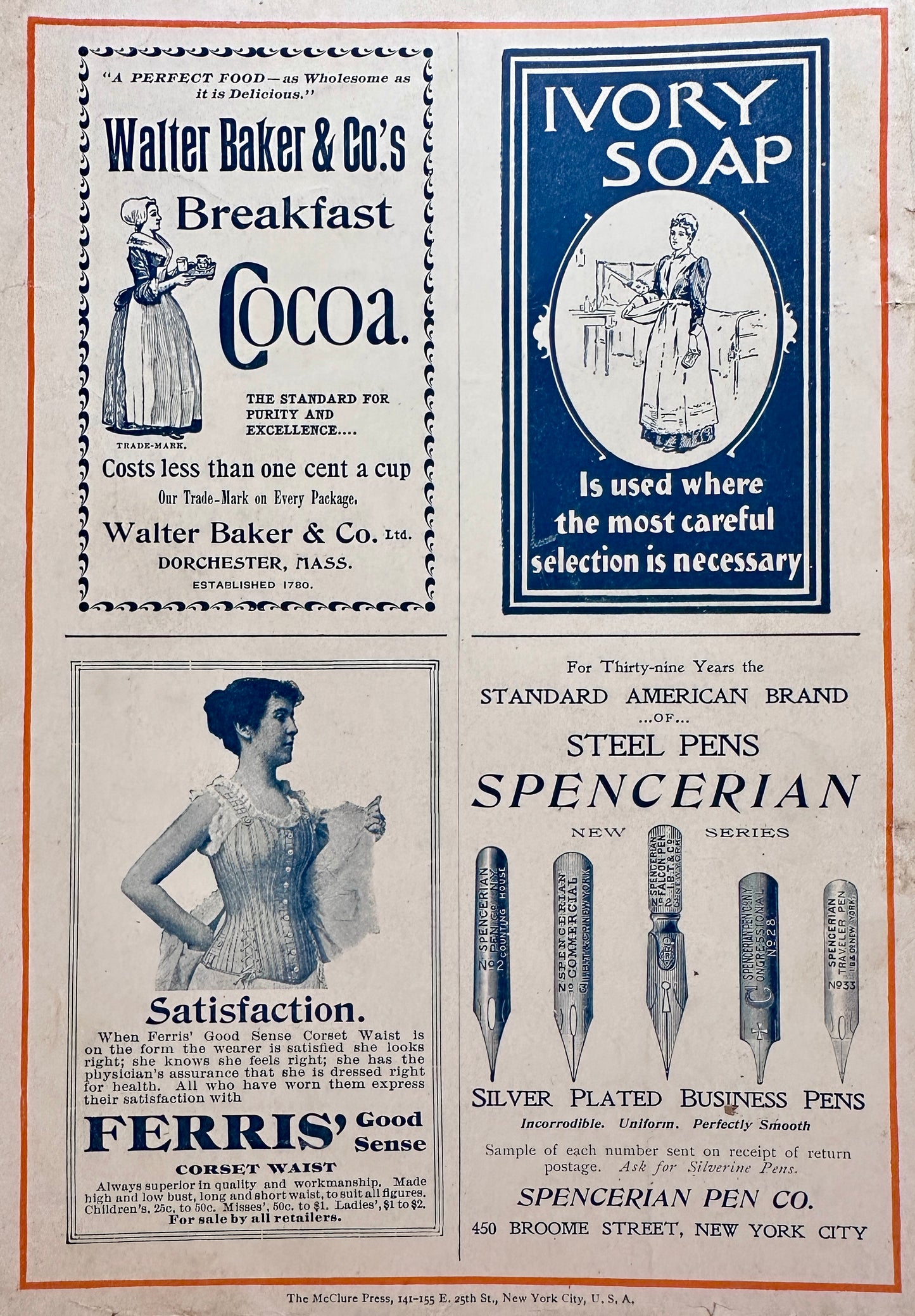 1898 Sapolio Soap - "Well Bred - Soon Wed", Ivory Soap And Spencerian Nibs Ad #N1456